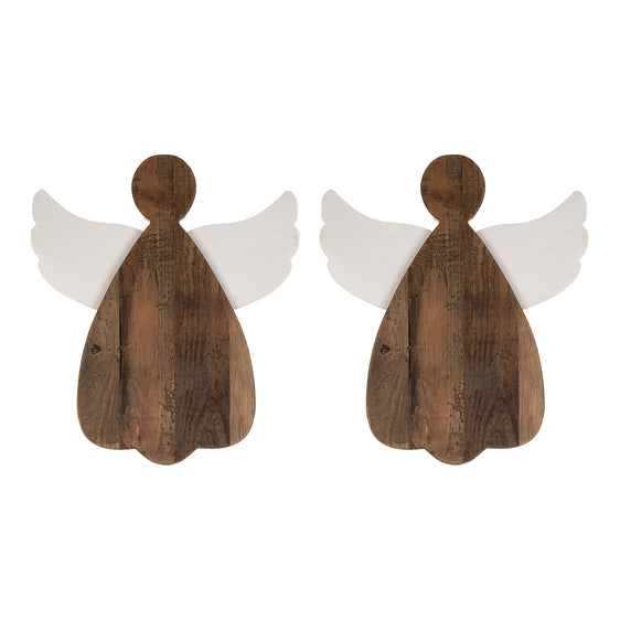 Wooden Angel Wall Hanging, Set of 2