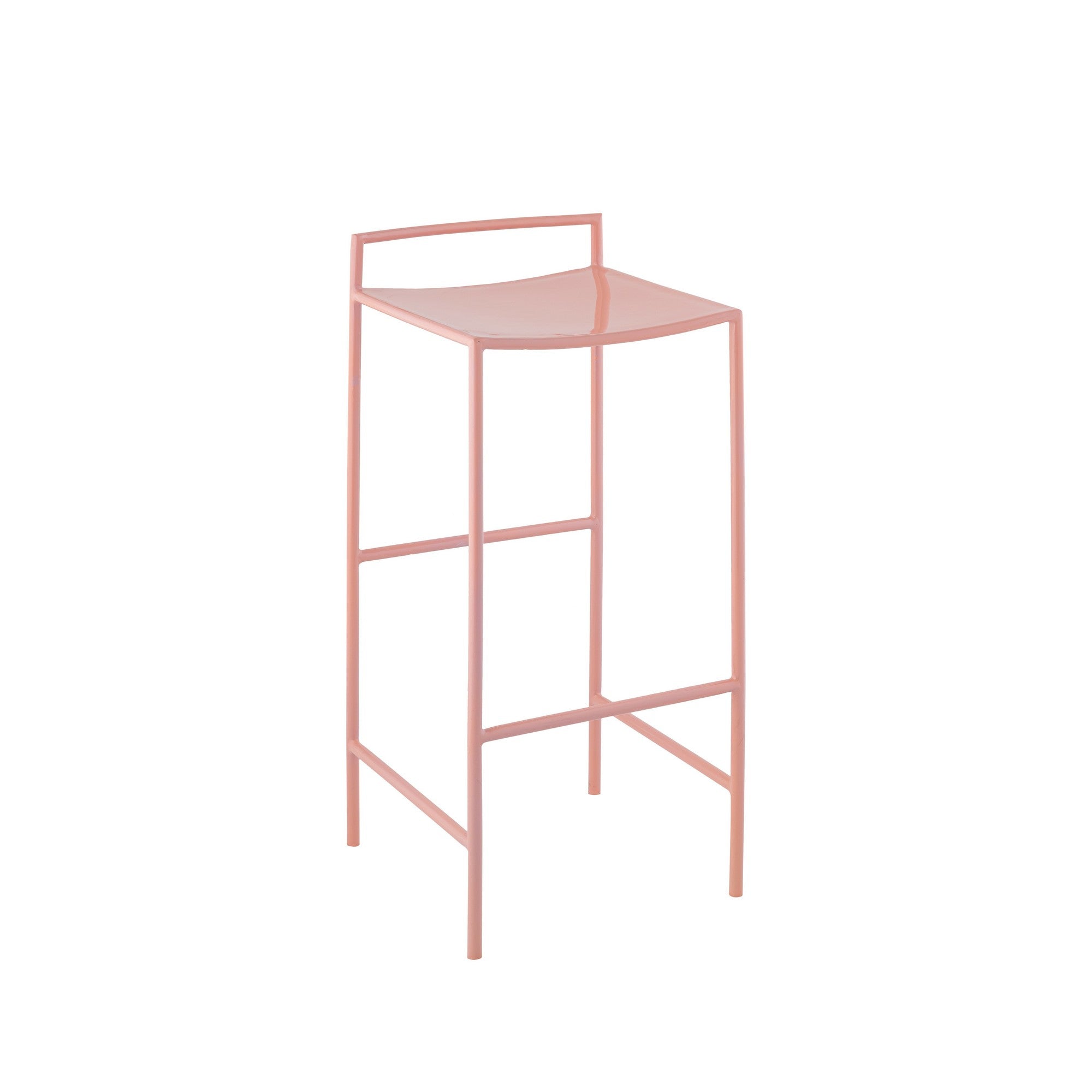 Svelte Coastal Contemporary Iron Saddle-Seat Low-Back Bar Stool with Foot Rest