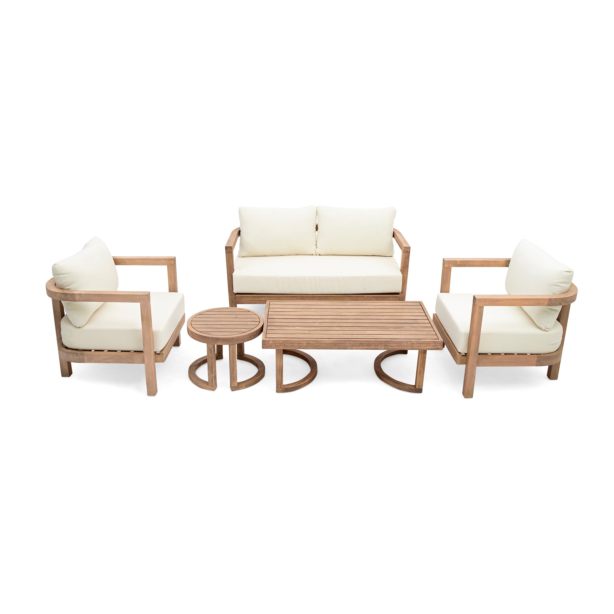 Cosmicly 5-Piece Patio Set with 2 Tables and Acacia Wood Frame