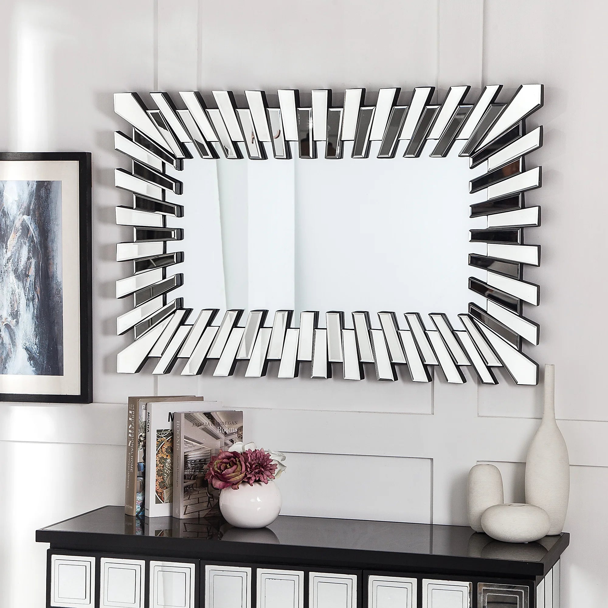 39" x 26" Rectangle Wall Mirror with Starburst 3D Frame