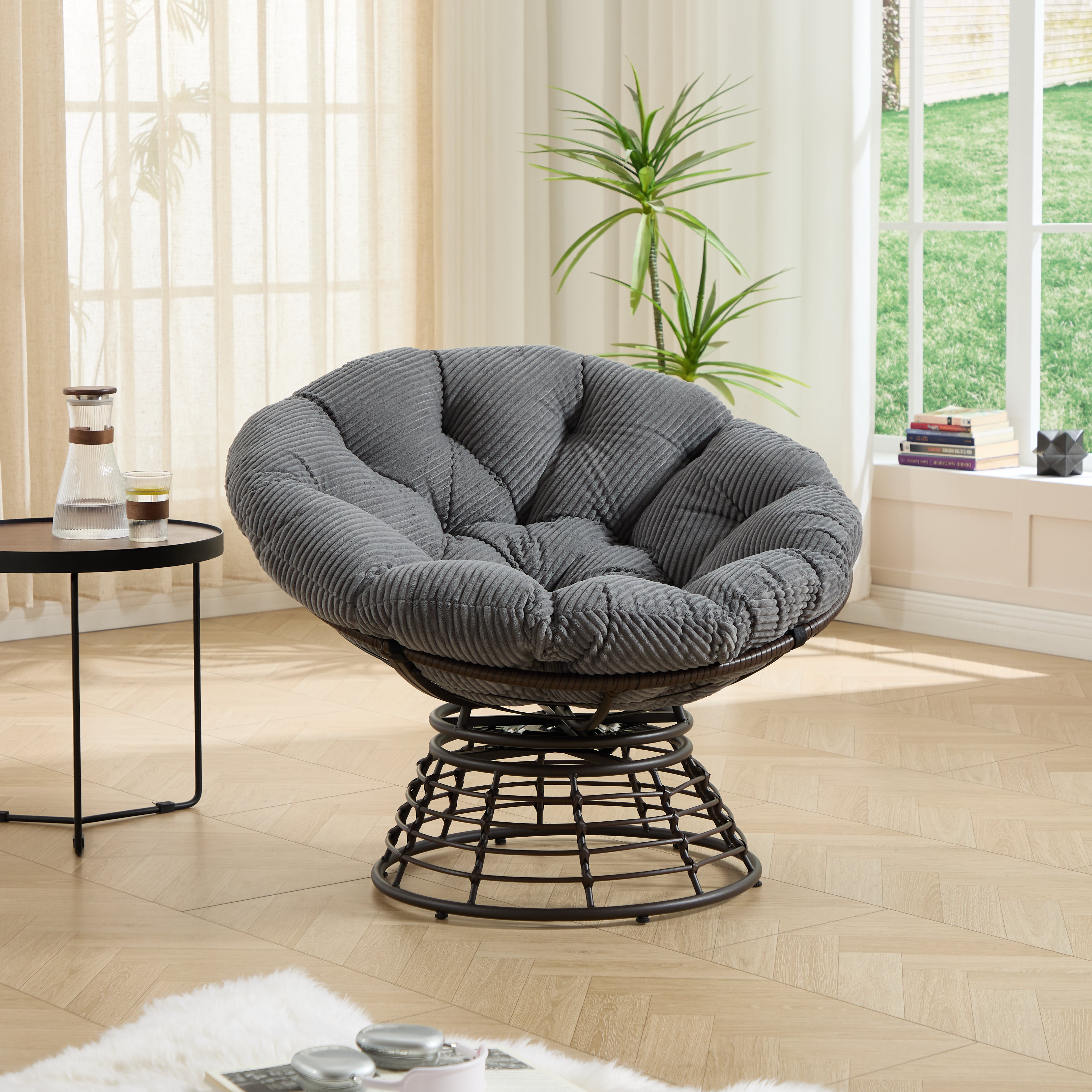 The Original Papasan™ 360° Swivel Indoor Outdoor Wicker Papasan Chair with Soft Thick Cushion