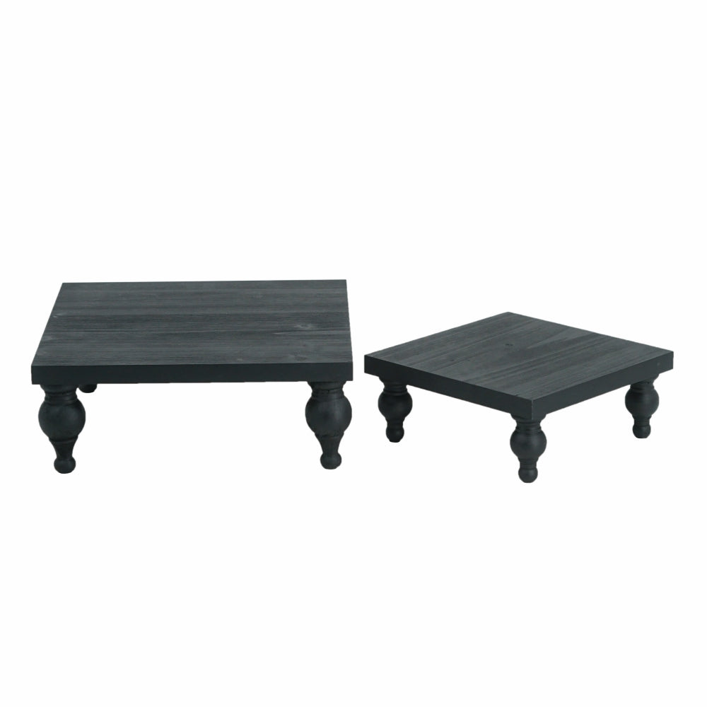 Black Wooden Square Risers, Set of 2