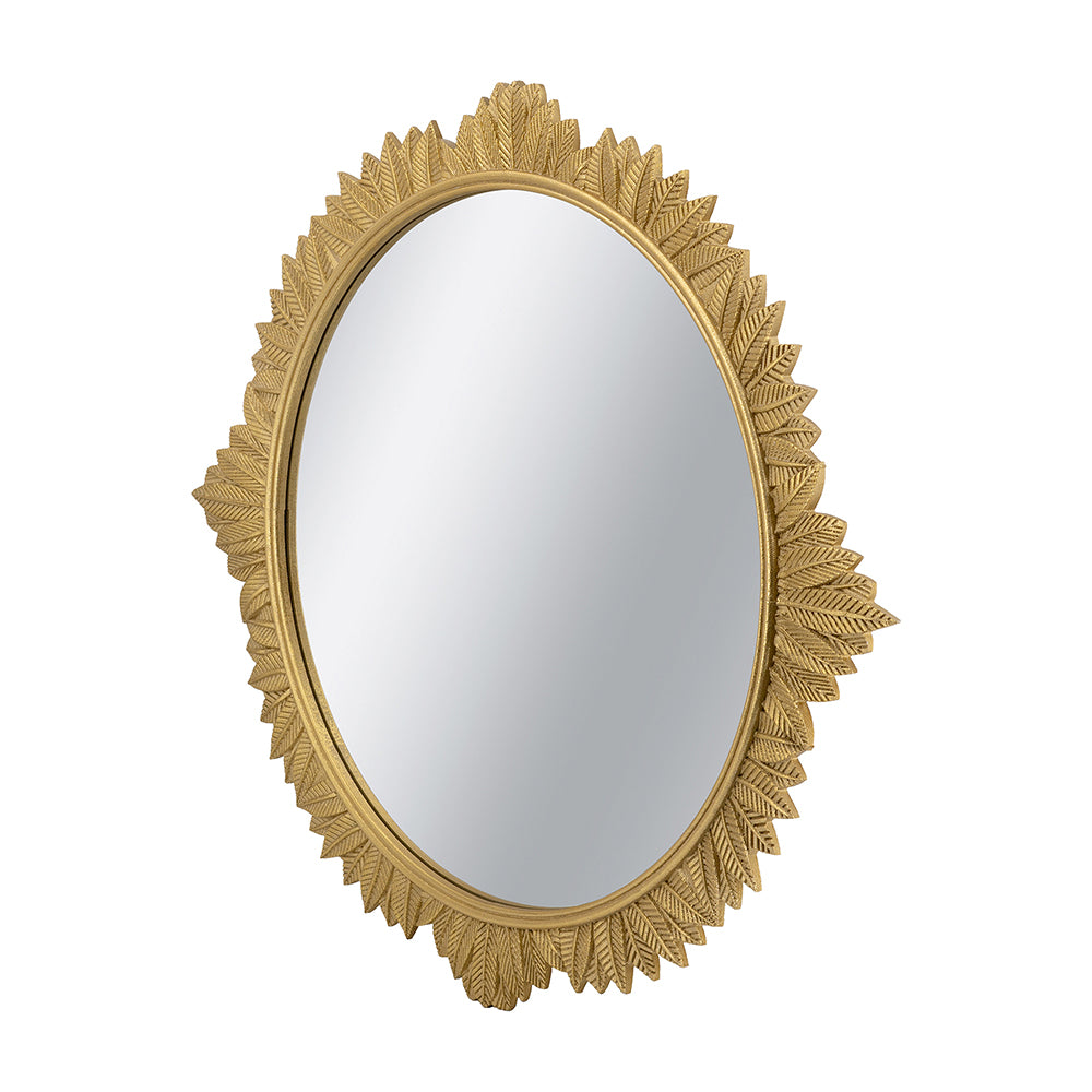 Round Wall Mirror with Ornate Gold Frame
