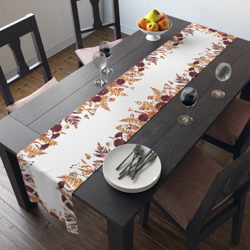 Fall Floral Burgundy and Blush Table Runner