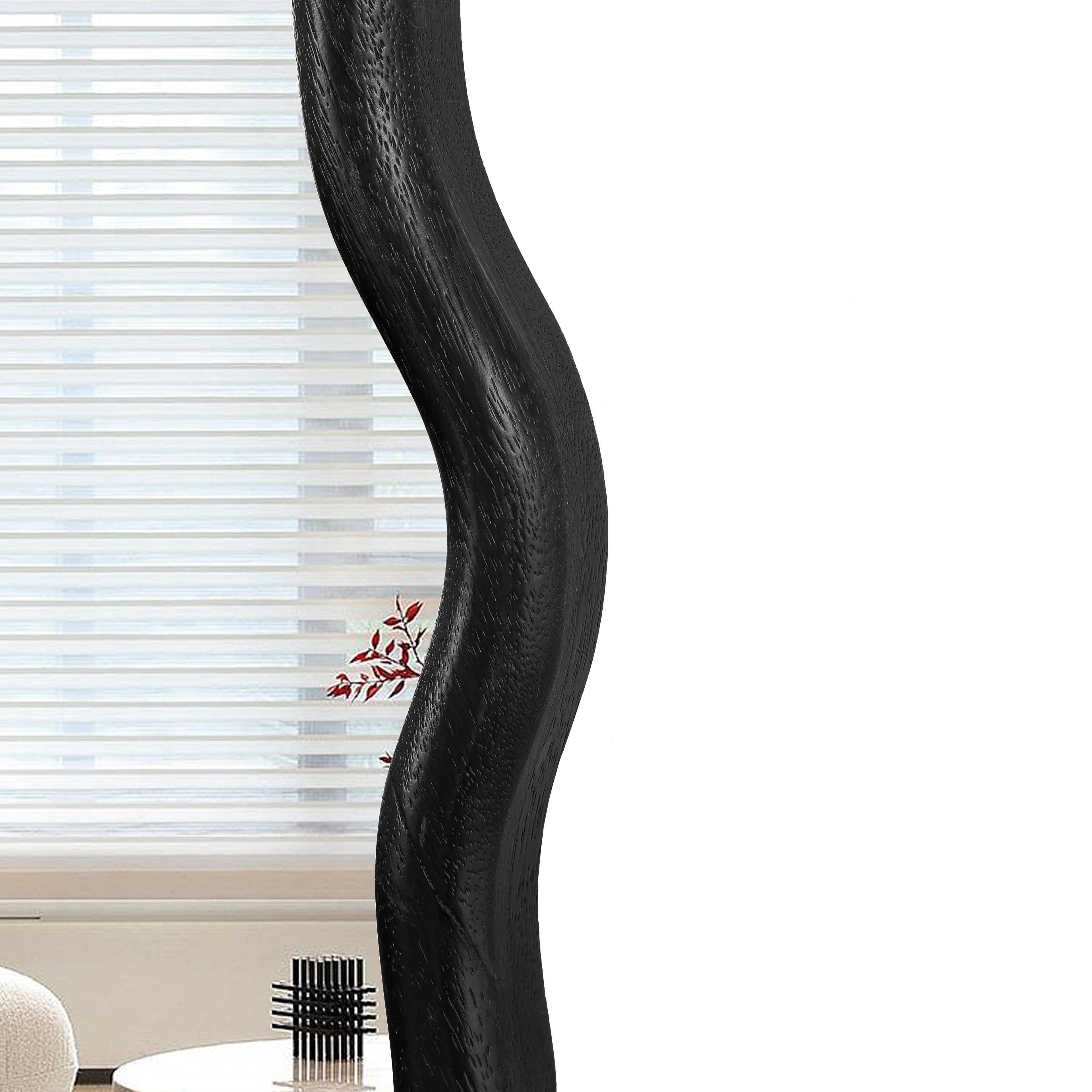 Honoredd 36" x 36" Round Wall Mirror with Exquisite Wave Wood Frame