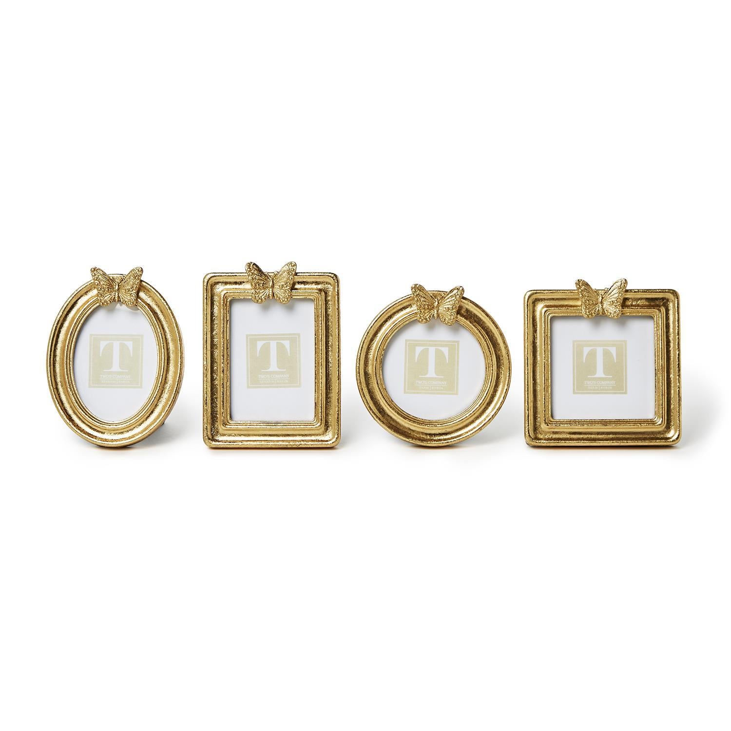 Golden Butterfly Gold Leaf Finish Photo Frames, Set of 4