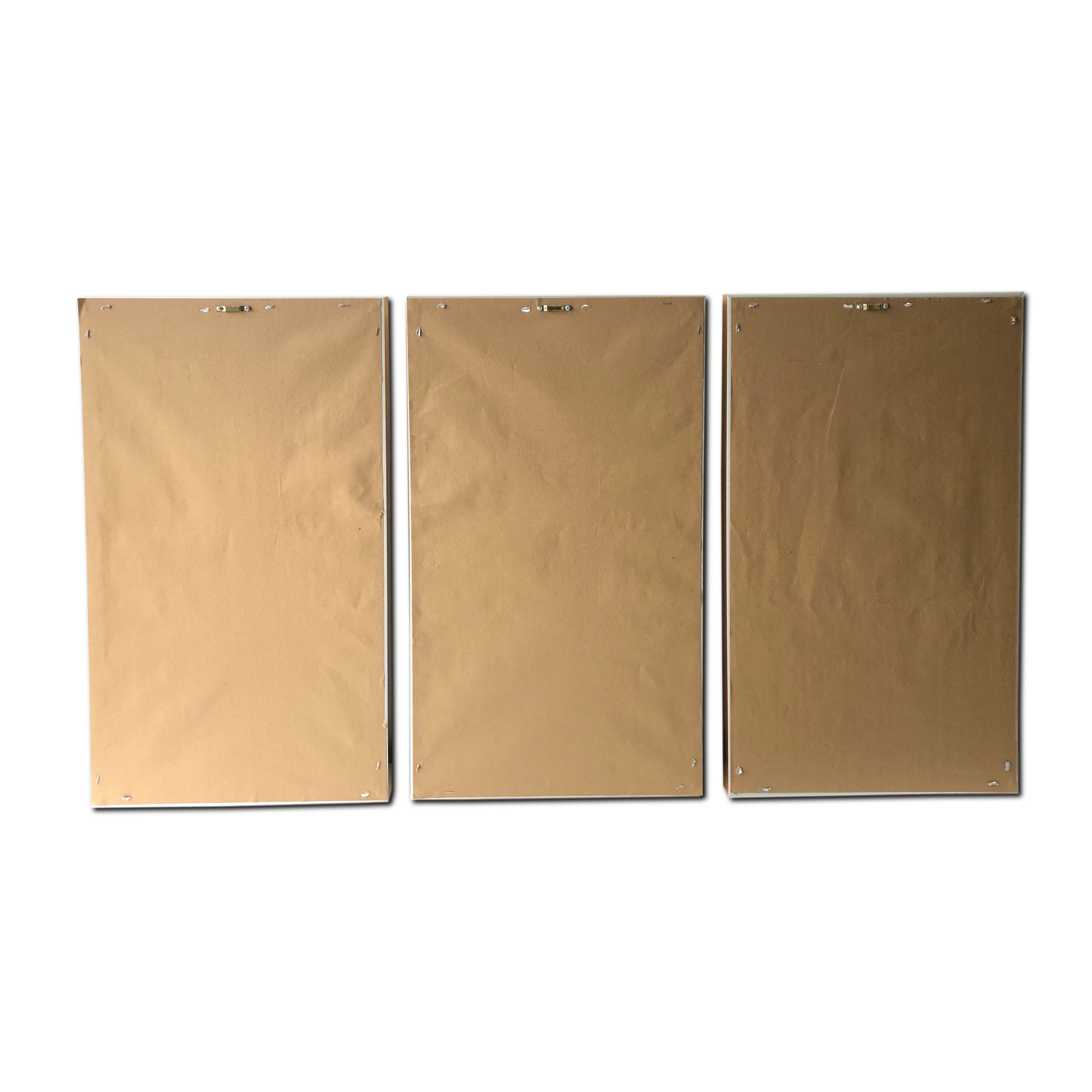 Golden Birds 3-Piece Set Print on Gold Floating Framed Canvas Wall Art, 48"x30"