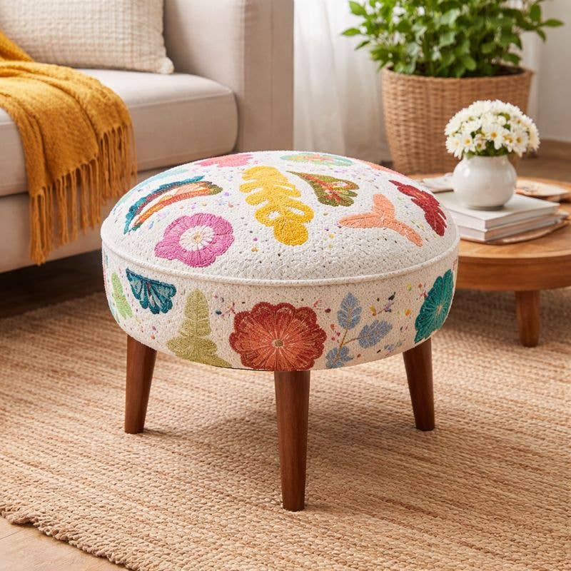 Suzani Patterned  Accent Stool