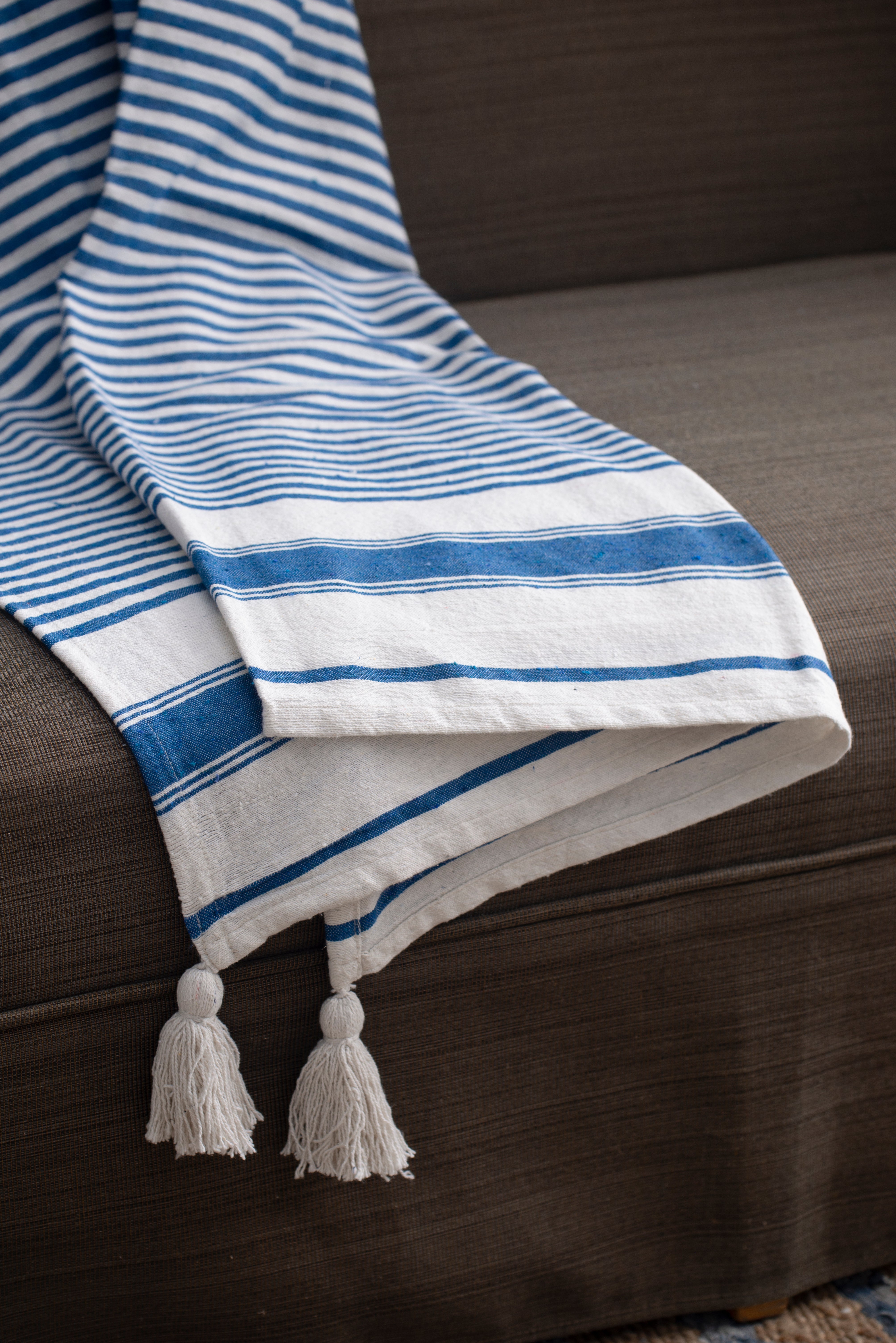 50x60' Brighton Blue Striped Throw Blanket, 2 Pack