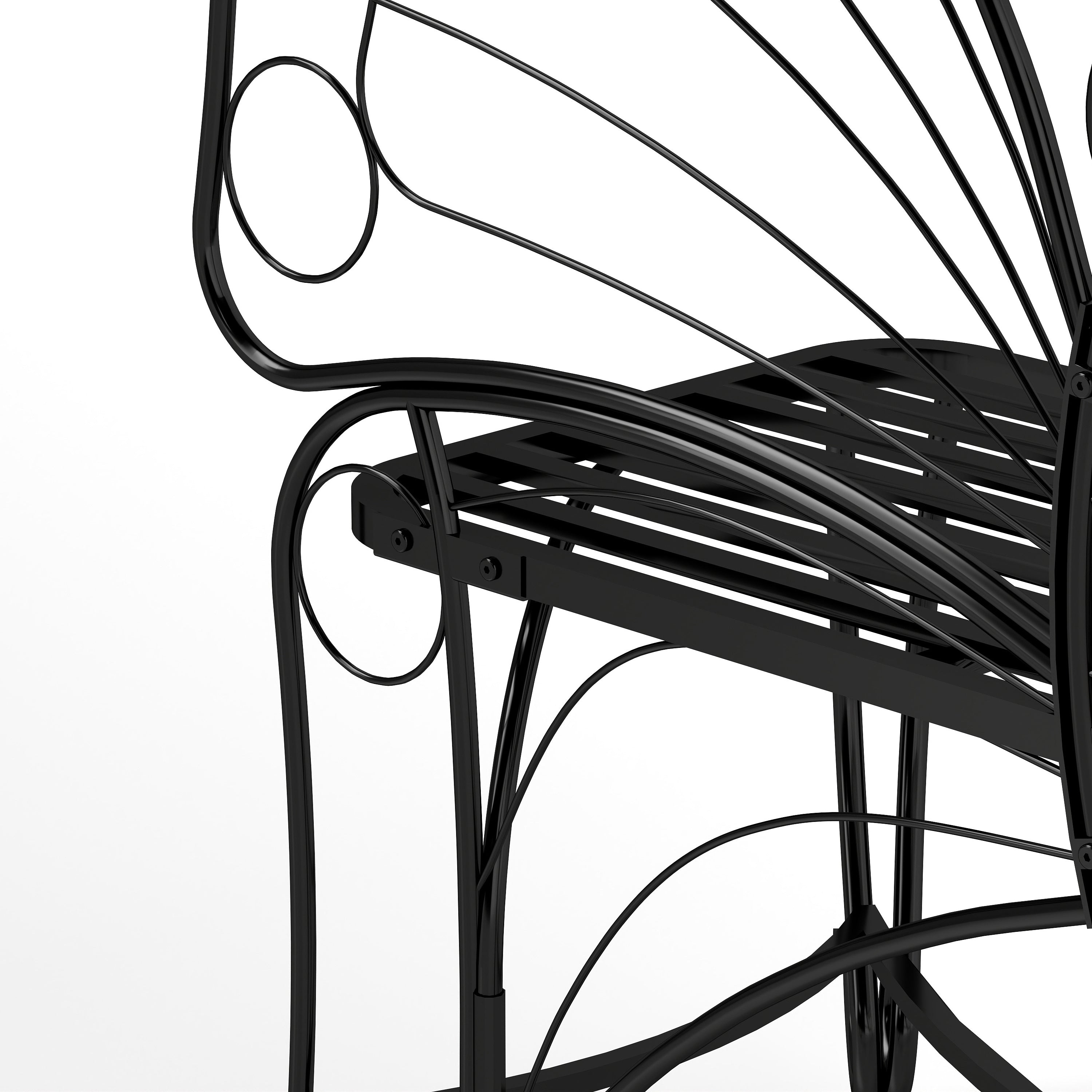 Monazite Outdoor Bench with Butterfly Back Design and Metal Frame