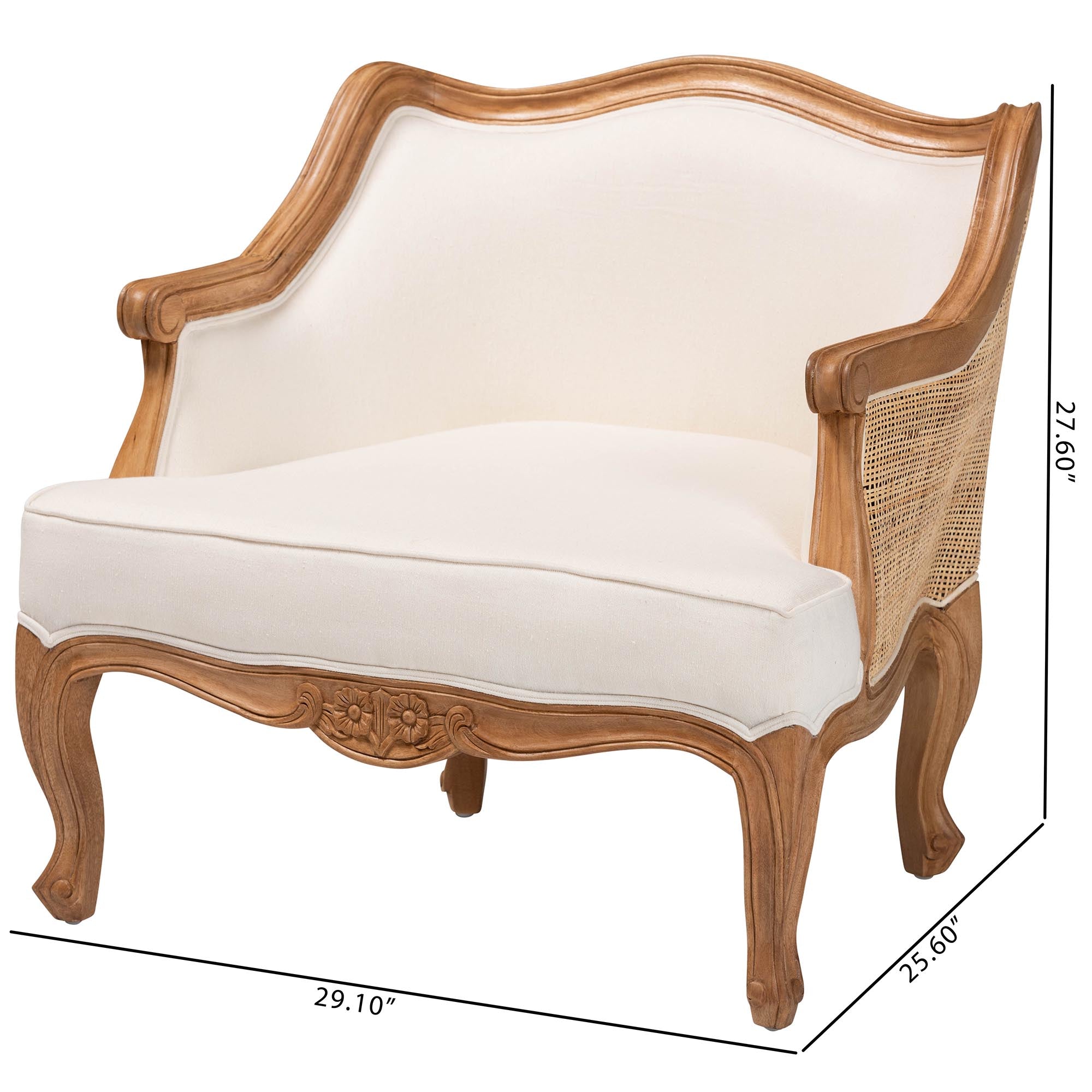 Traditional French Honey Oak Finished Low Seat Accent Chair