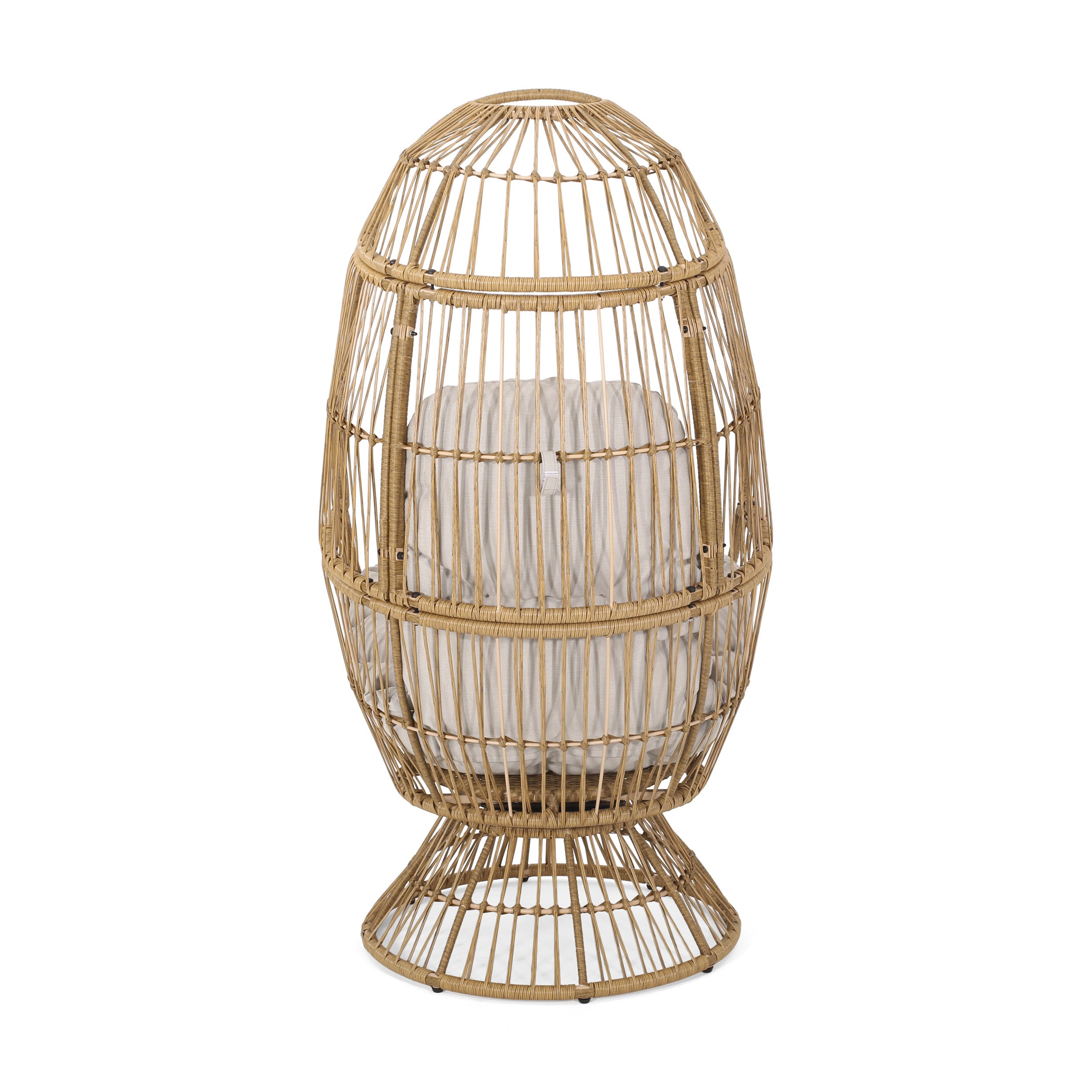 Lazulite Outdoor Egg Chair with Water-Resistant Cushion and Swivel Function