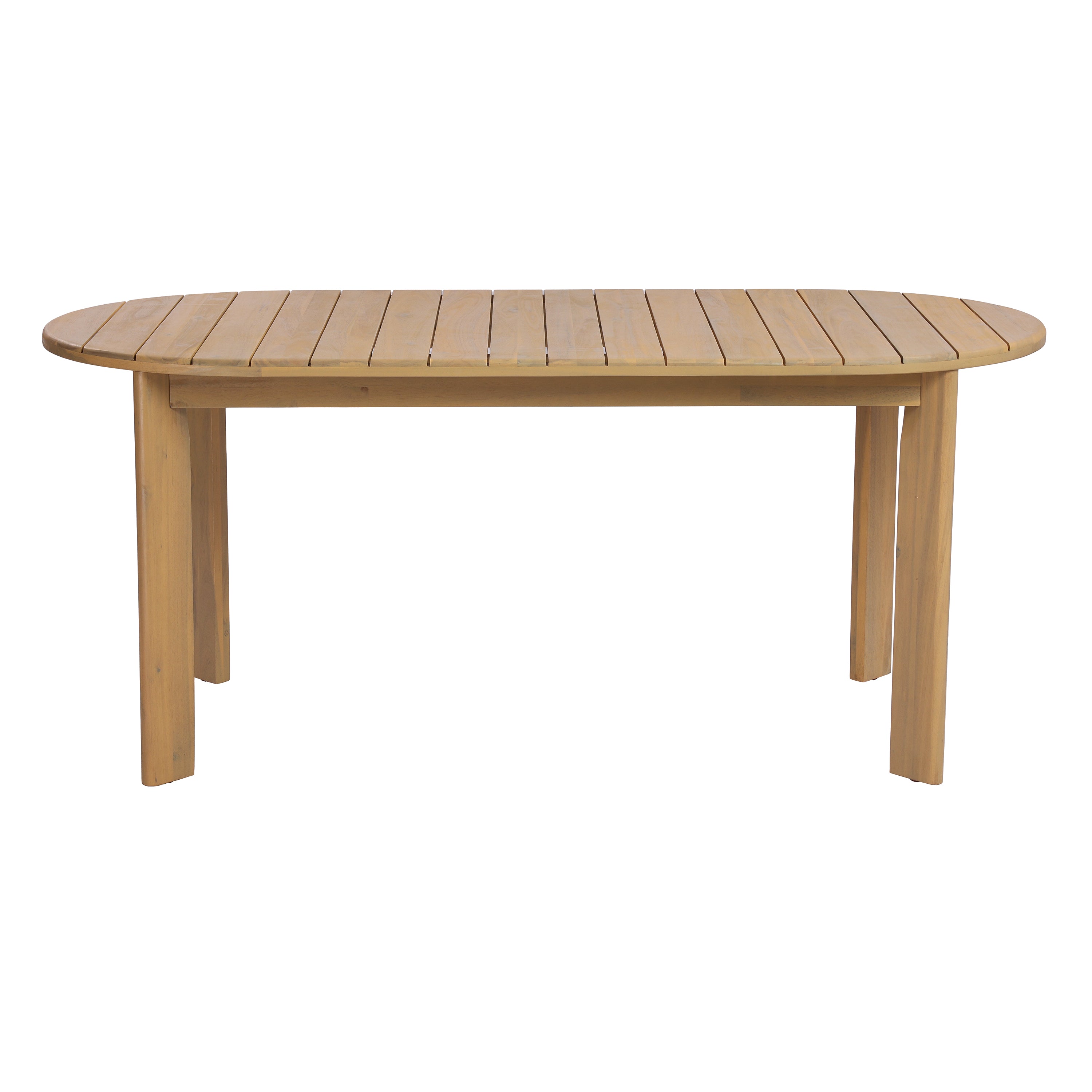 Woodside Oval Outdoor Dining Table with Light Teak Finish