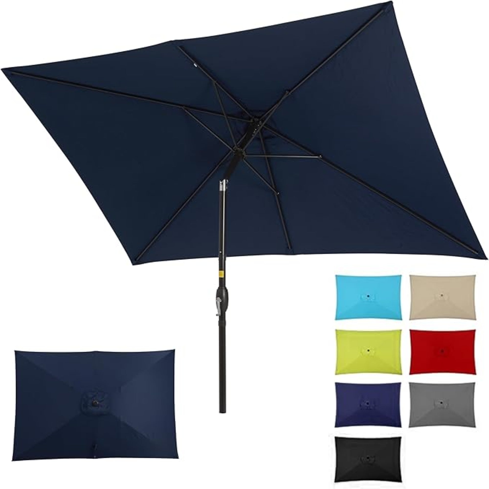 6.5 x 10 ft Rectangular Patio Umbrella with Crank, Base Not Included