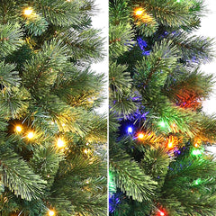 6 ft Pre-lit Montana Pine Artificial Christmas Tree with Dual Color LED Lights & Metal Stand