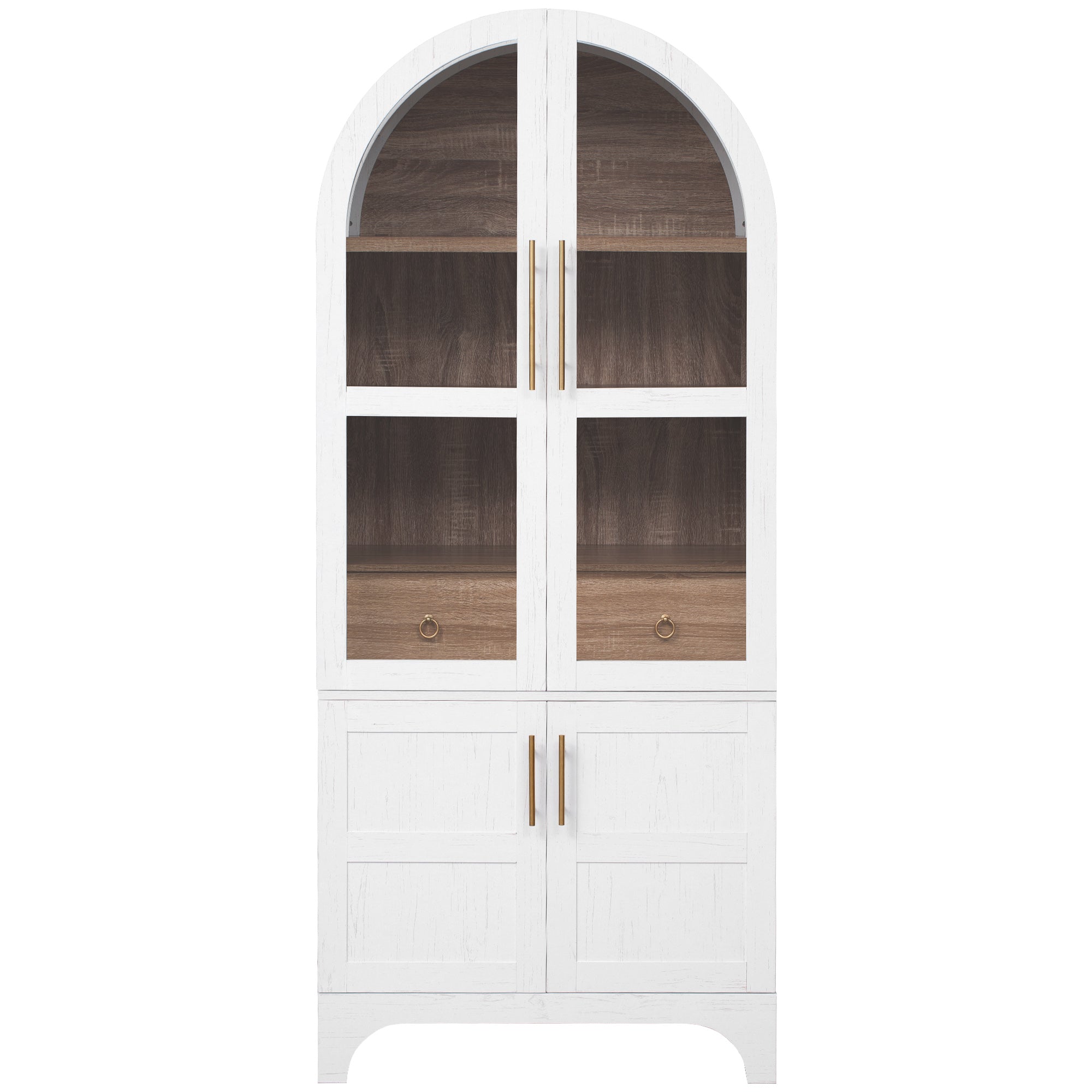 Farmhouse Kitchen Storage Cabinet with Open & Adjustable Shelves