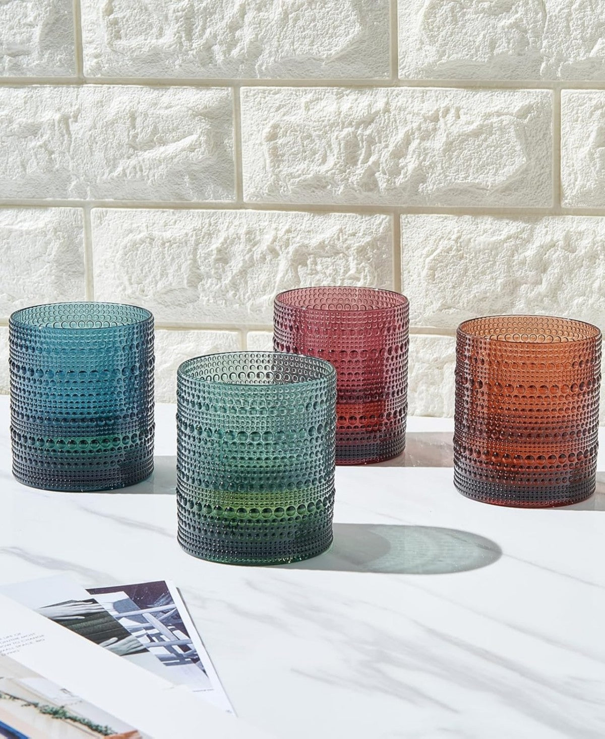 Evening Gem Hobnail Acrylic Reusable Glasses Set of 4