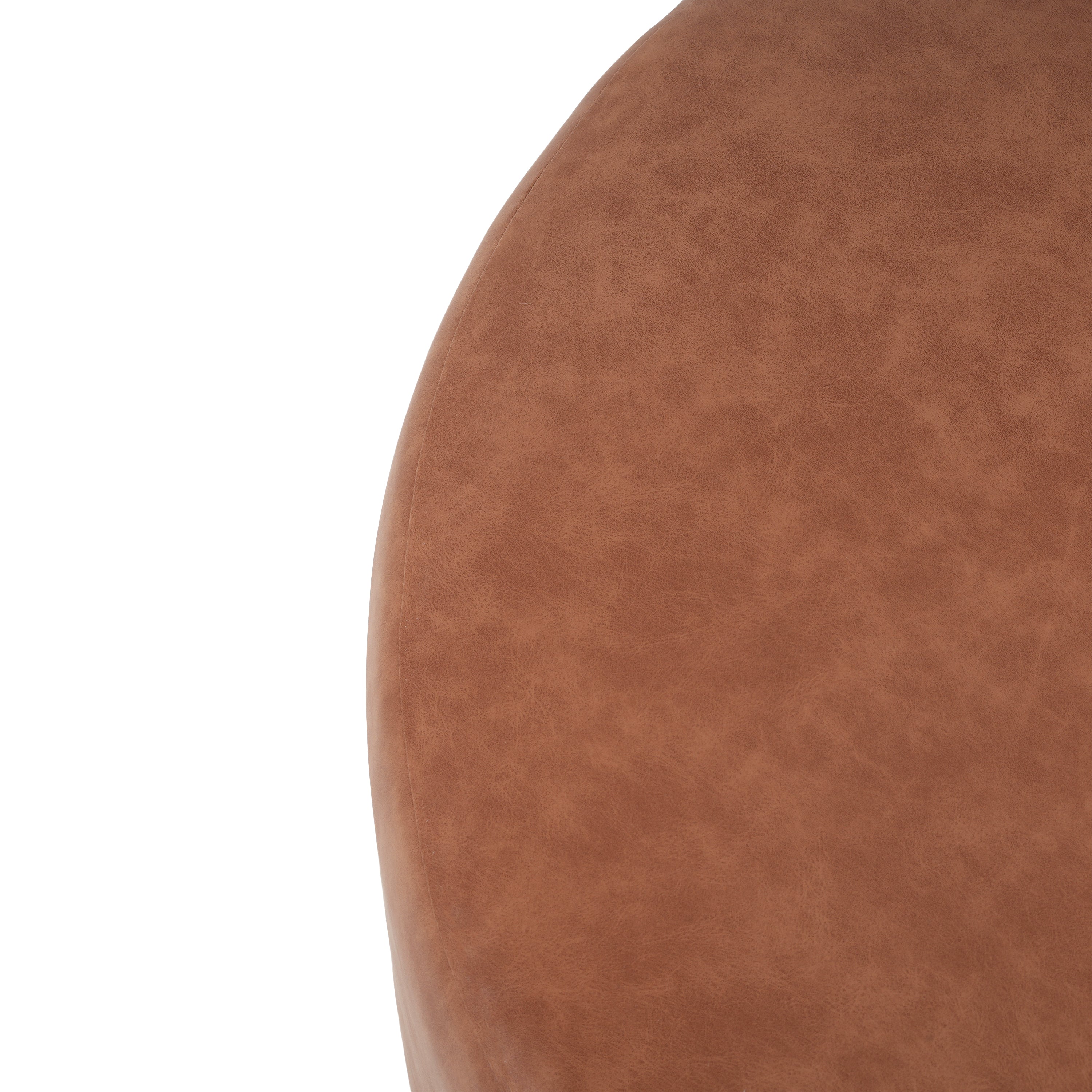 Upholstered Round Vegan Leather Ottoman
