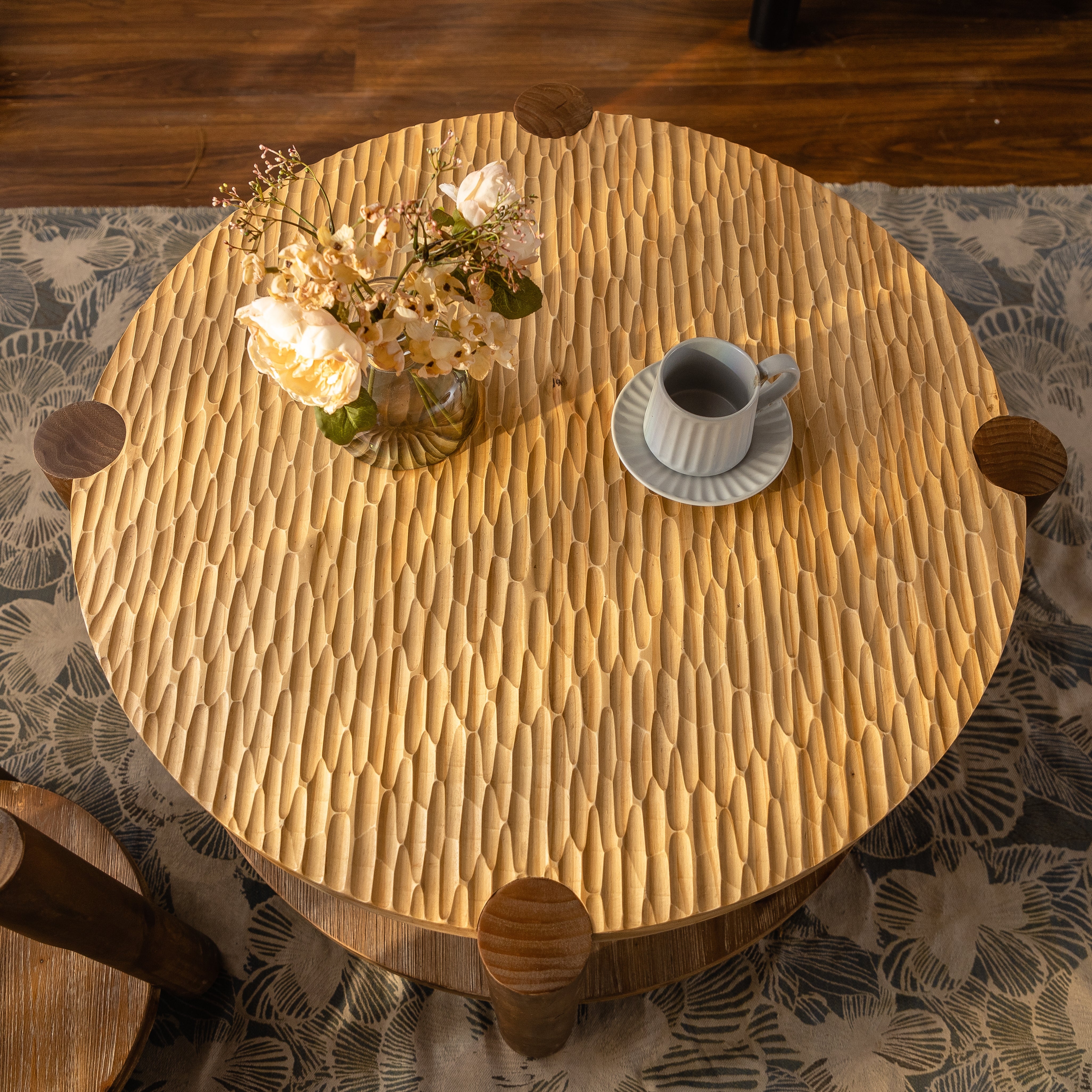 Roan 2-Tier Round Coffee Table with Storage Shelf