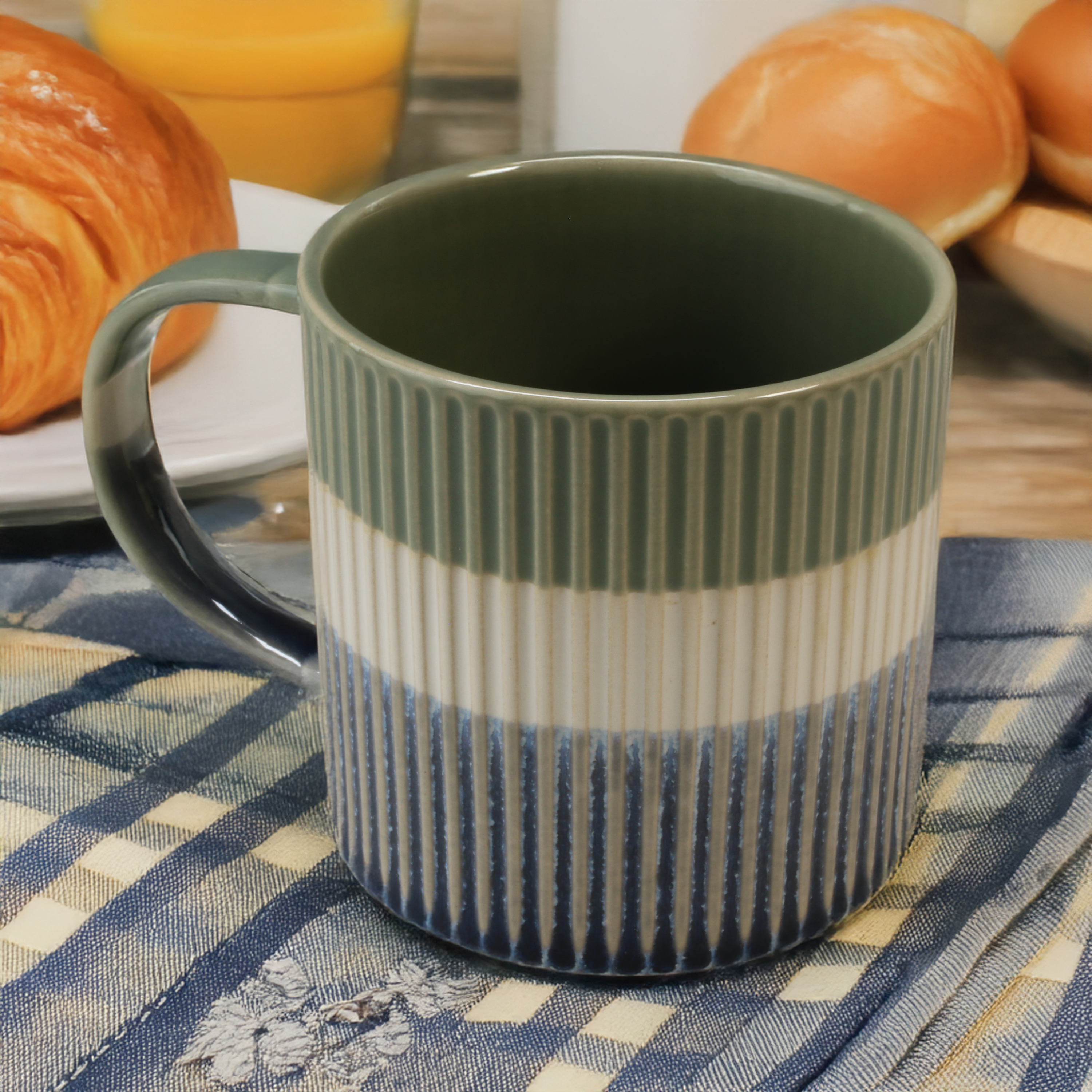Tri-Color Mugs, Set of 4