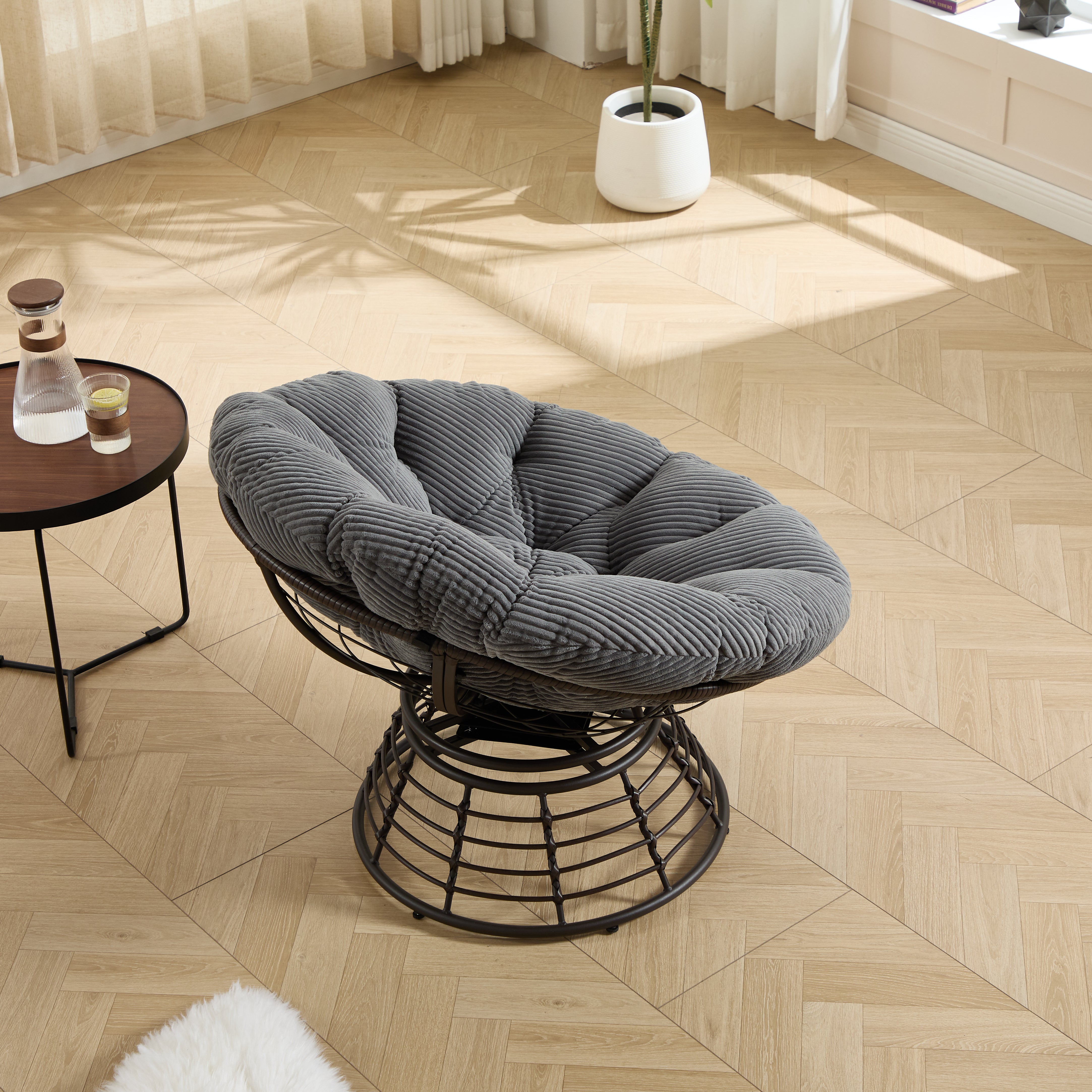 The Original Papasan™ 360° Swivel Indoor Outdoor Wicker Papasan Chair with Soft Thick Cushion