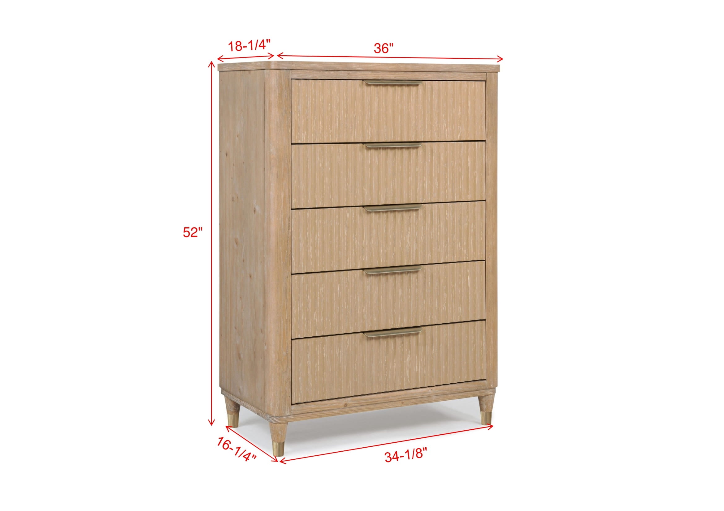 Emma Fluted Drawer Tall Storage Chest of Drawers