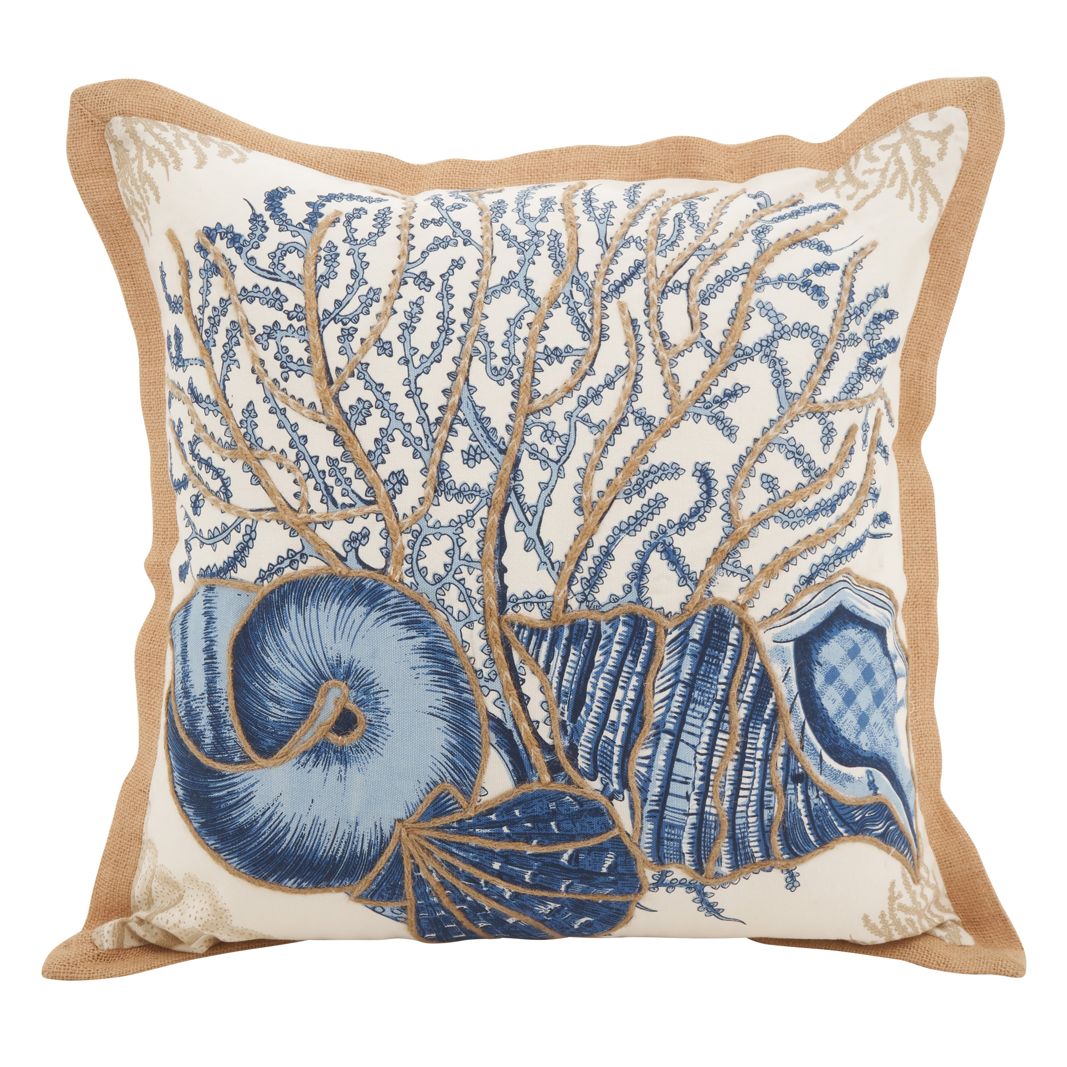 Seashells Cotton Down Filled Throw Pillow
