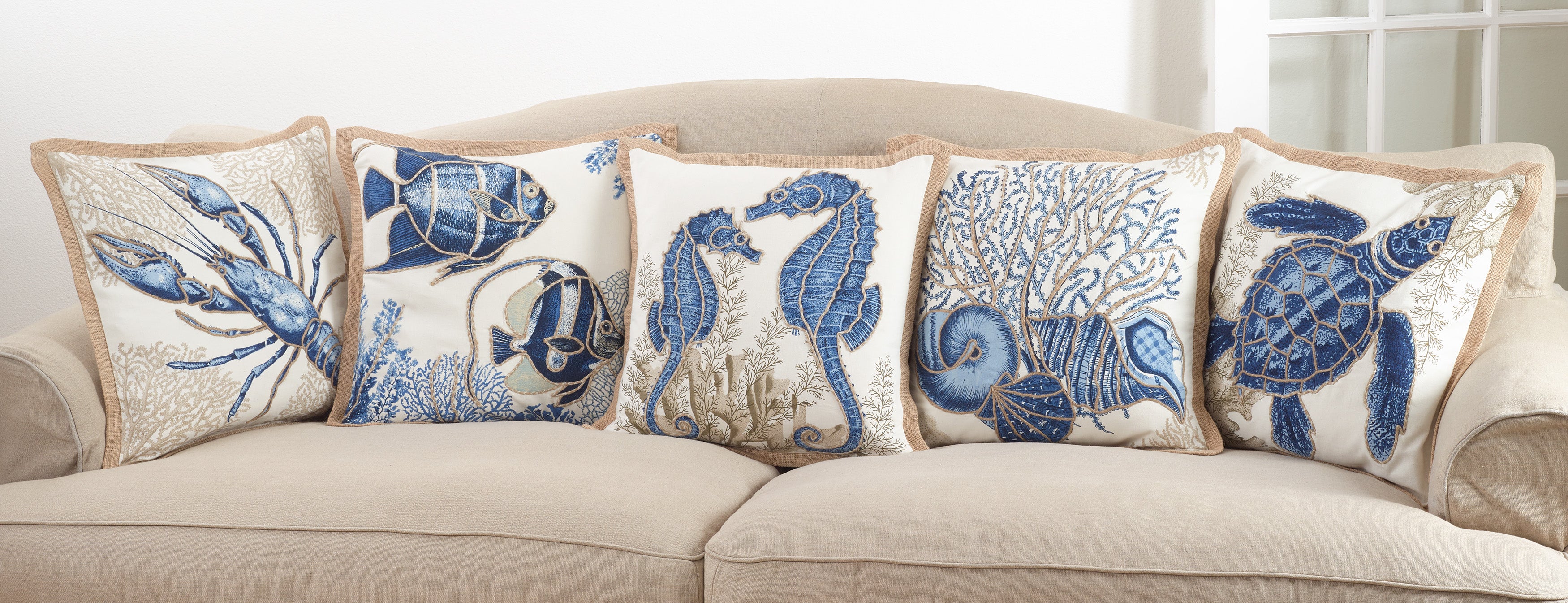 Seashells Cotton Down Filled Throw Pillow