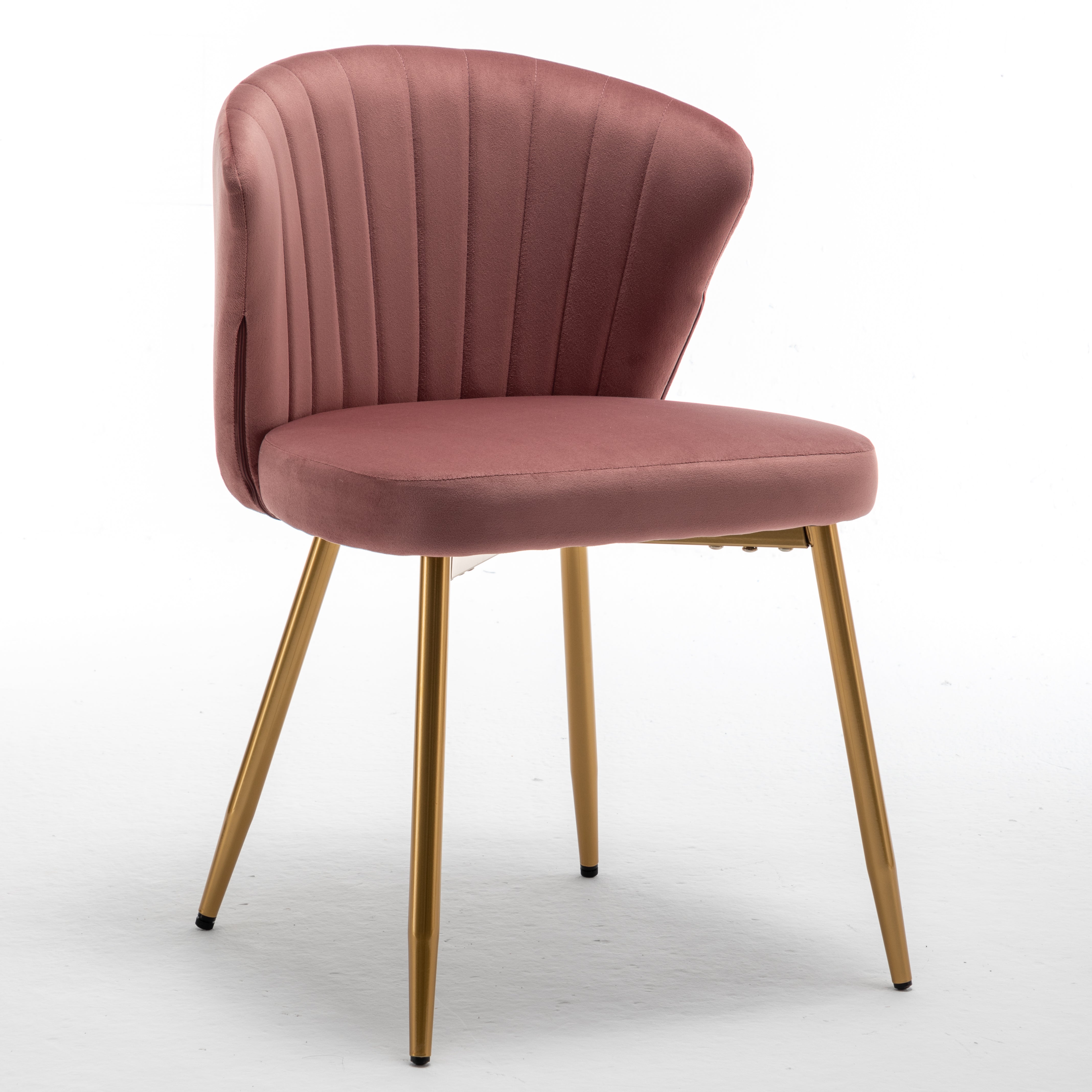 Modern Channel Velvet Armless Accent Chair with Gold Metal Legs