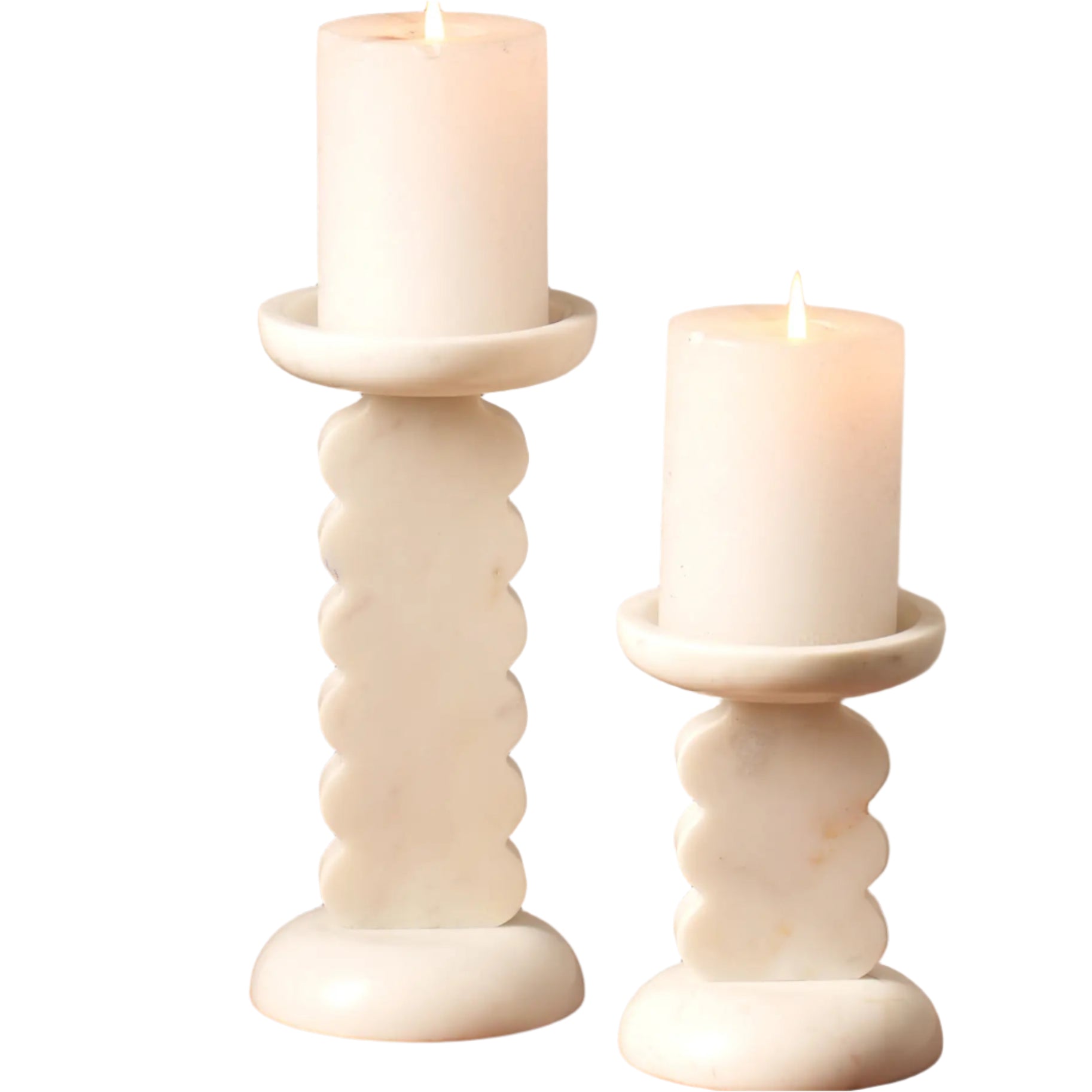 Scalloped Marble Candle Holder