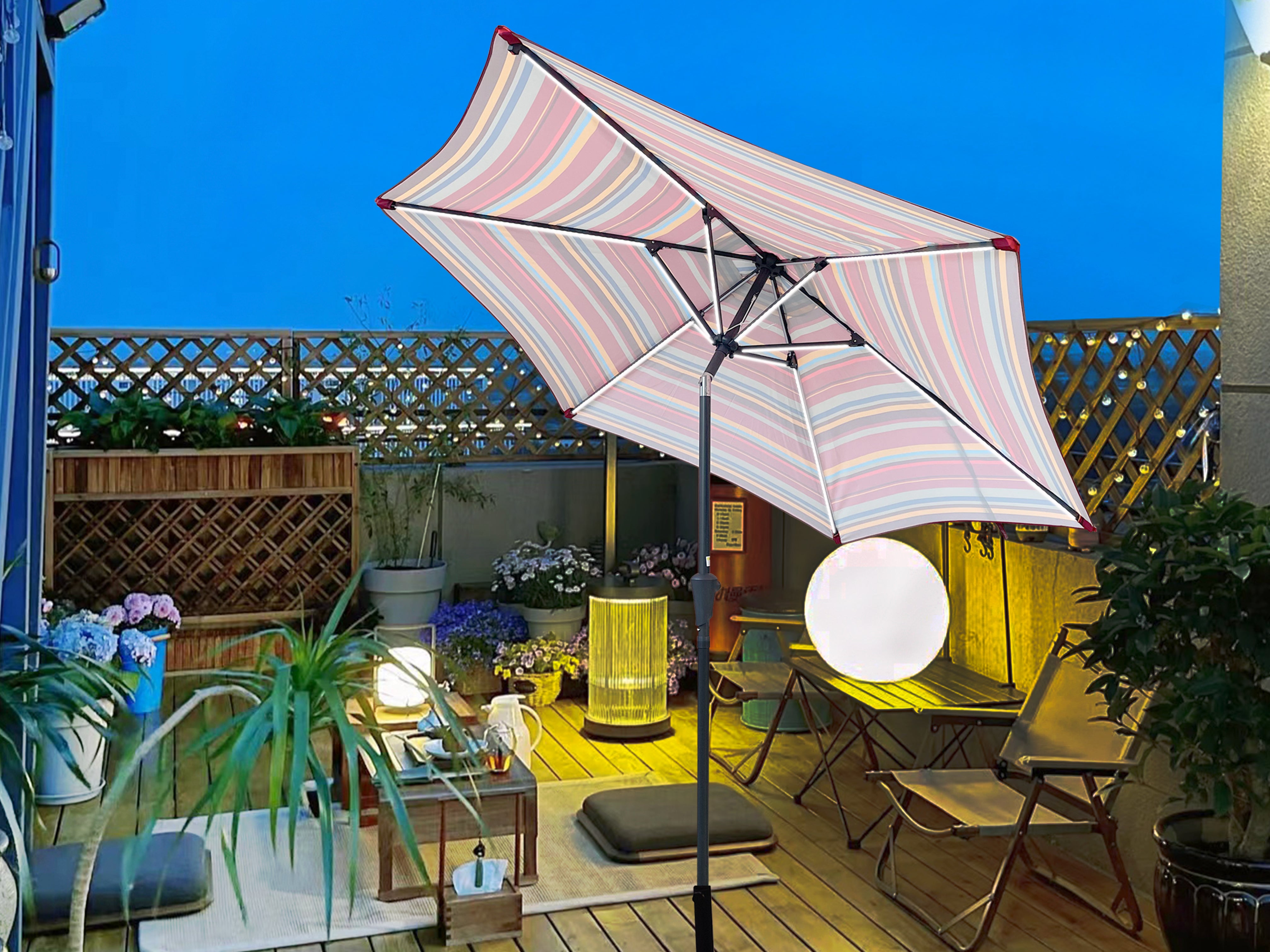 Parasol 9' Patio Umbrella with Lights