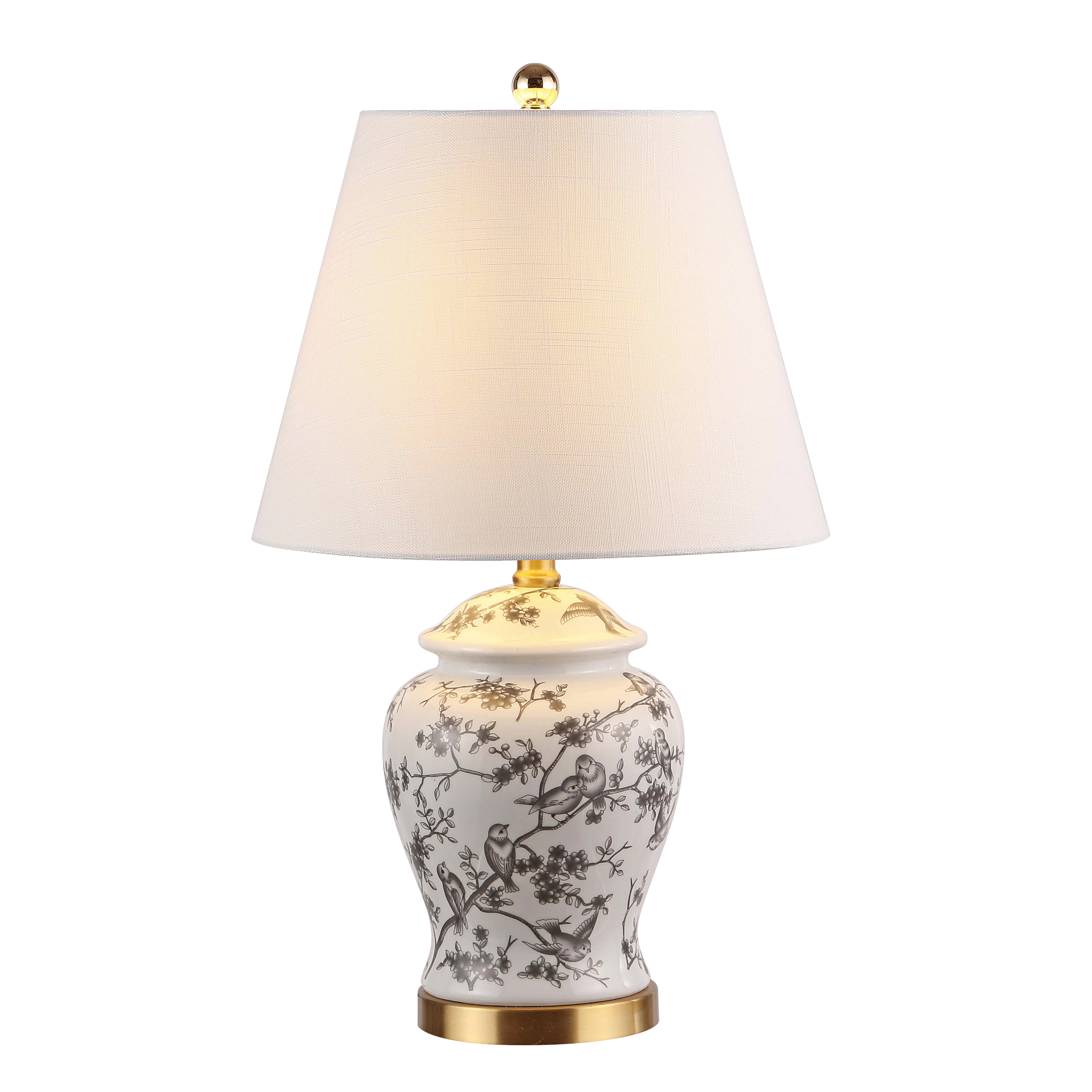 Penelope French Country Cottage Ceramic/Iron Chinoiserie Ginger Jar LED Table Lamp