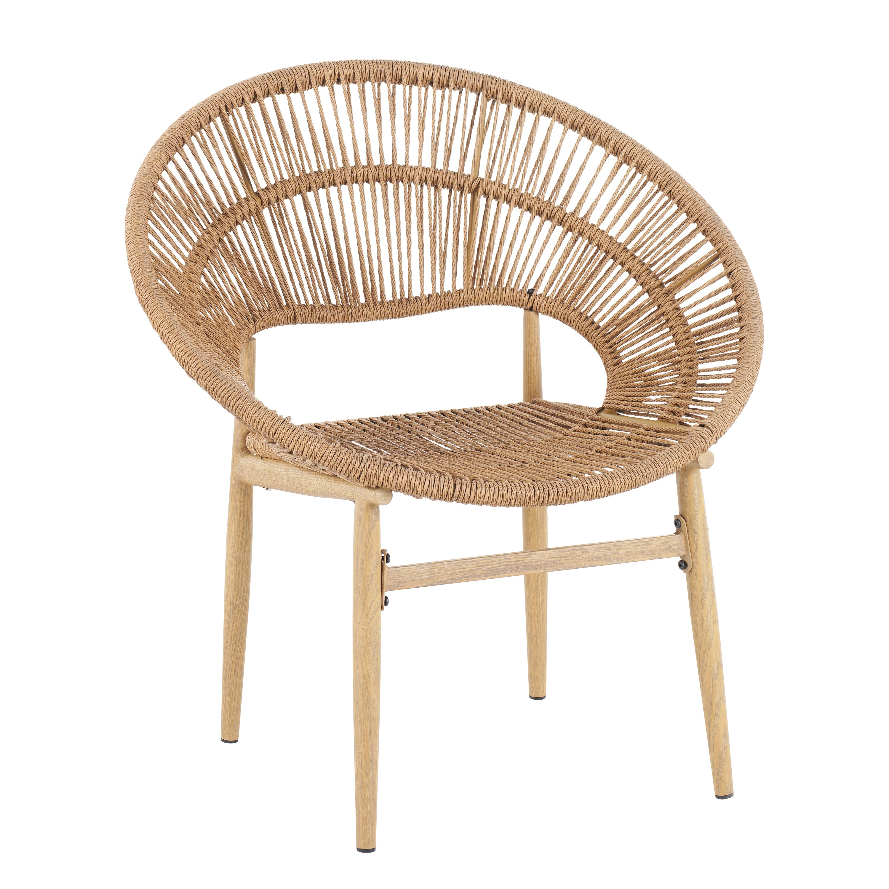 Cyril Outdoor Wicker Papasan Style Dining Chair, Set of 2