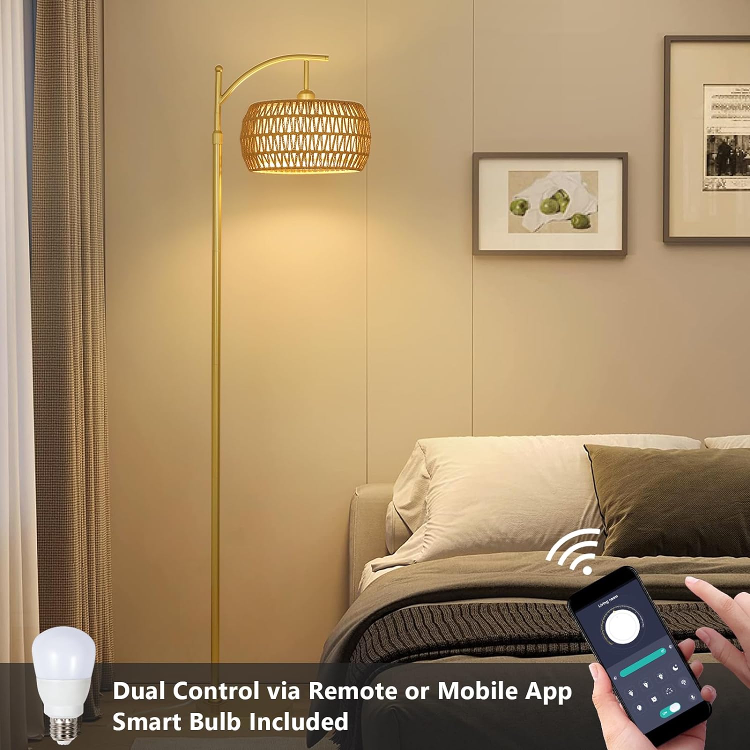 Ataraxis Floor Lamp with 3 Color Temperatures and Double Drum Shade