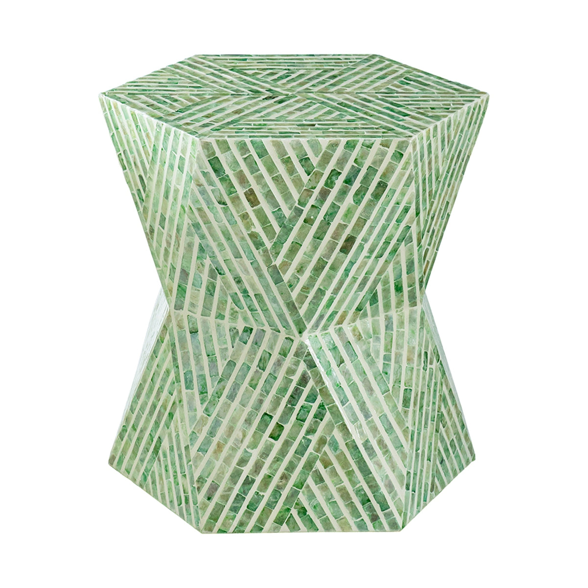 Tapered Green Garden Capiz Stool/Accent Side Table