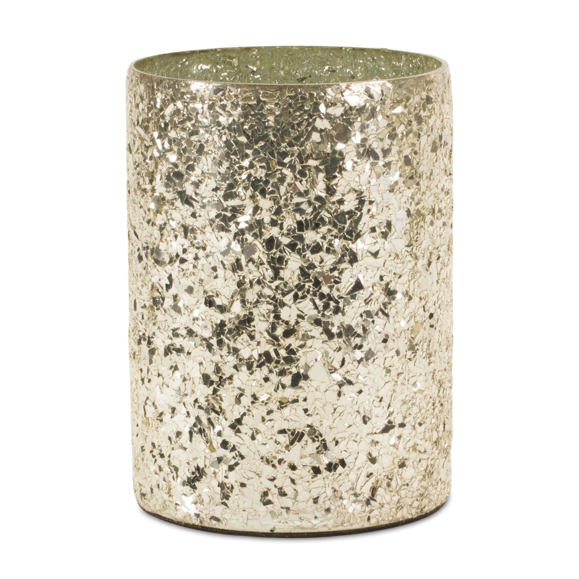 Gold Mosaic Glass Candle Holder, Set of 2