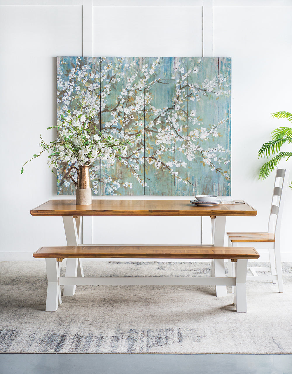 4-Piece Canvas Wall Art with Cherry Blossom Print Pattern