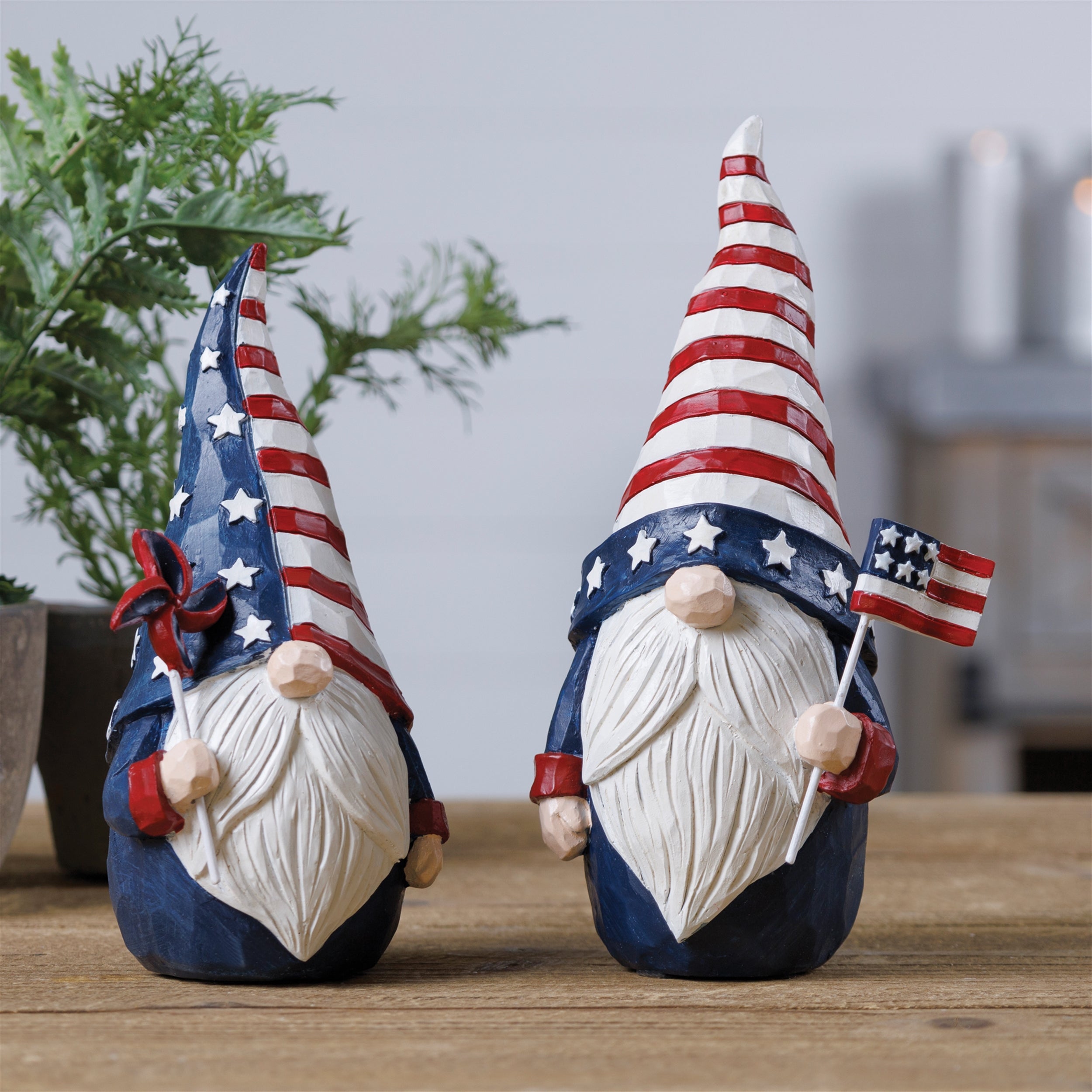 Americana Gnome Figurine, Set of 2