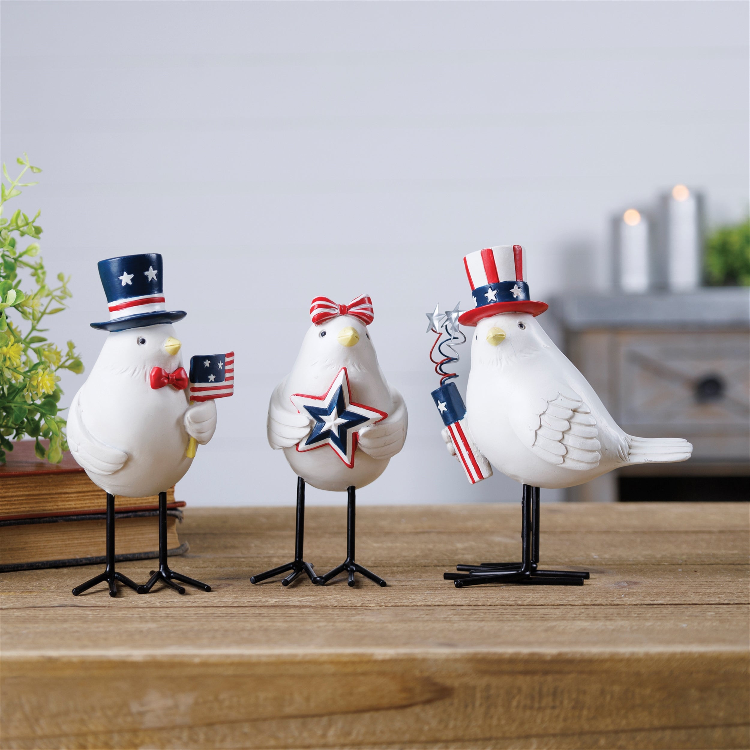 Americana Bird Figurine, Set of 3
