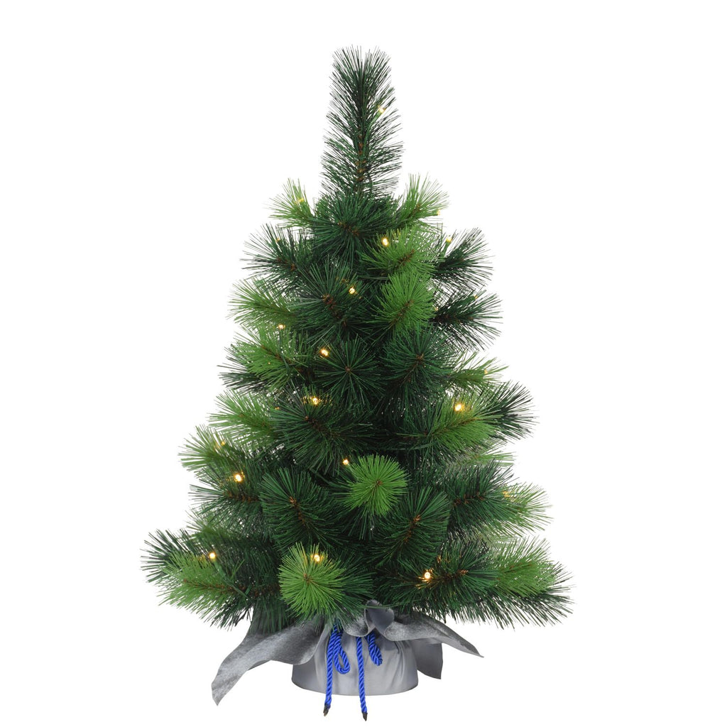 Pre-lit 2 ft Table Top Artificial Christmas Tree in Silver Sack