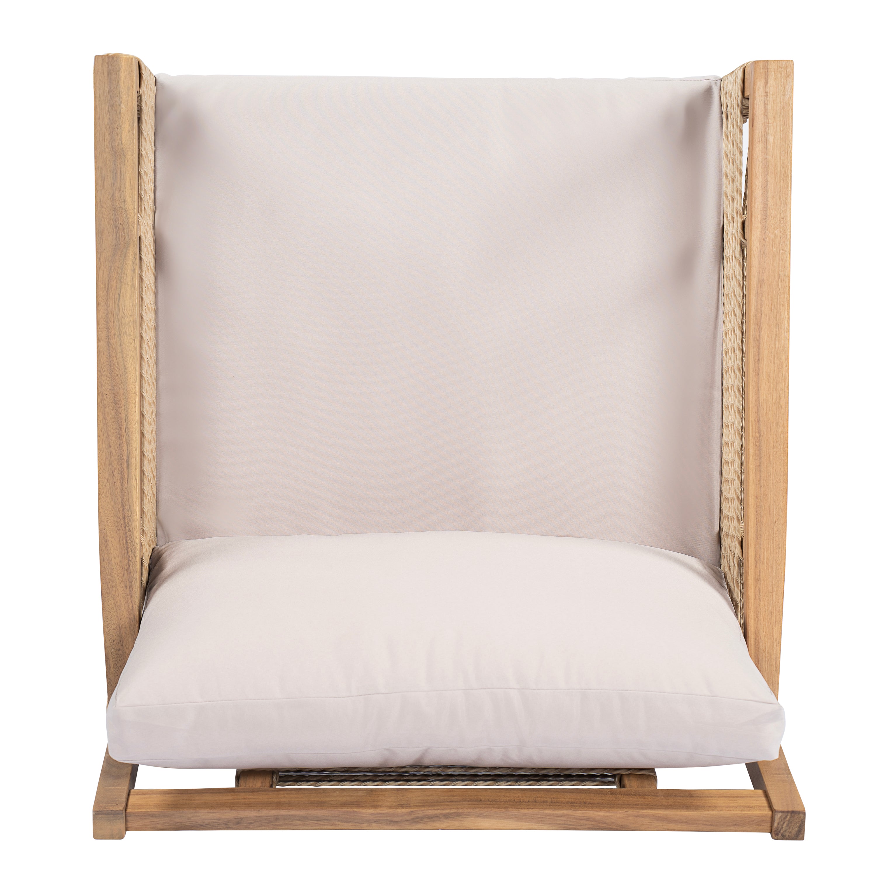 Kirana Outdoor Acacia Wood Club Chairs with Hand-Woven Twist Rope, Set of 2
