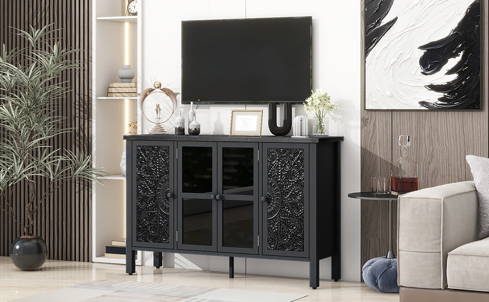 Carved Wood TV Stand