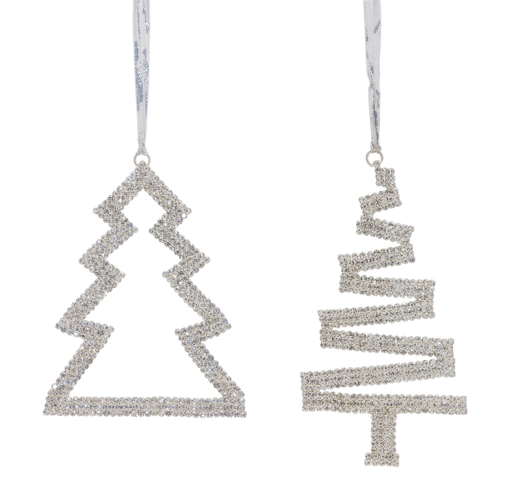 Jeweled-Pine-Tree-Ornament-(set-of-6)-Silver-Ornaments