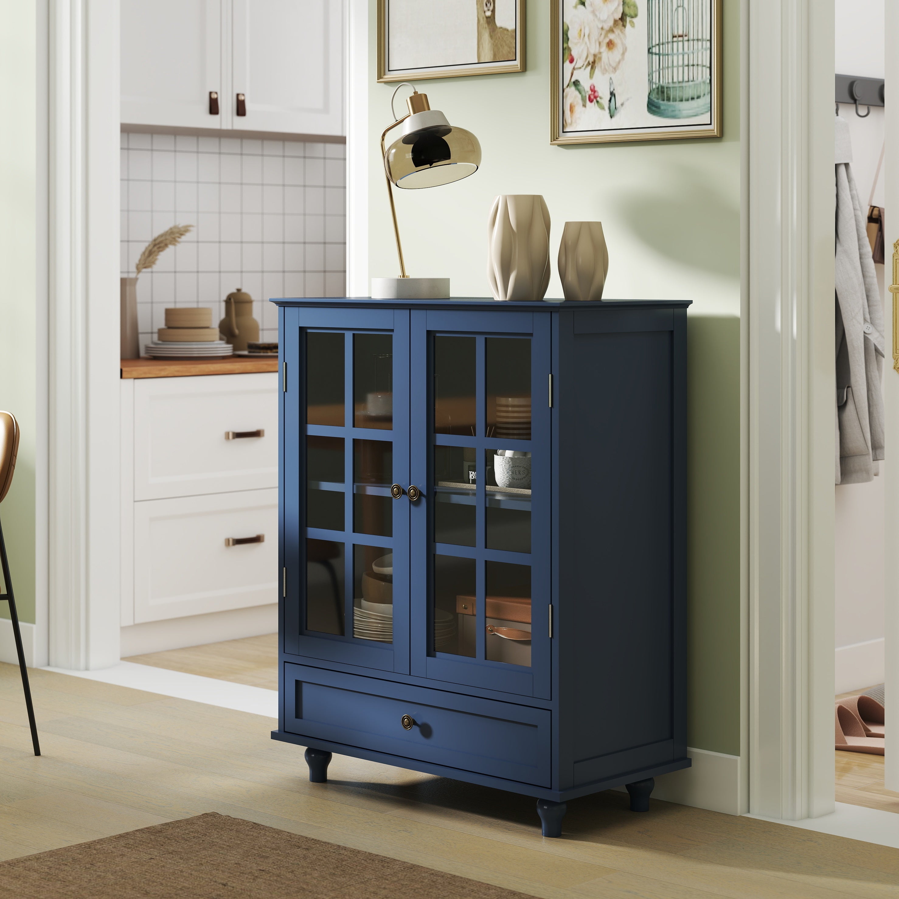 Double Glass Door Accent Cabinet