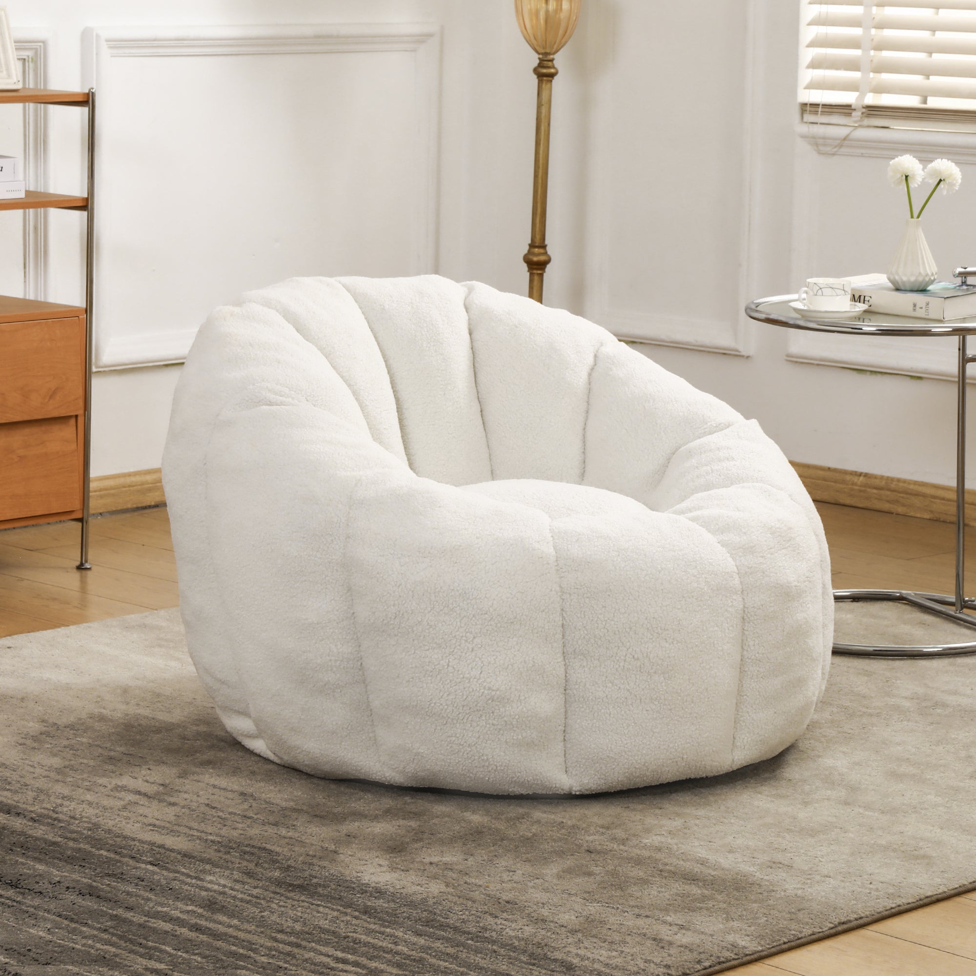 Plush Faux Fur Bean Bag Chair with Armrests