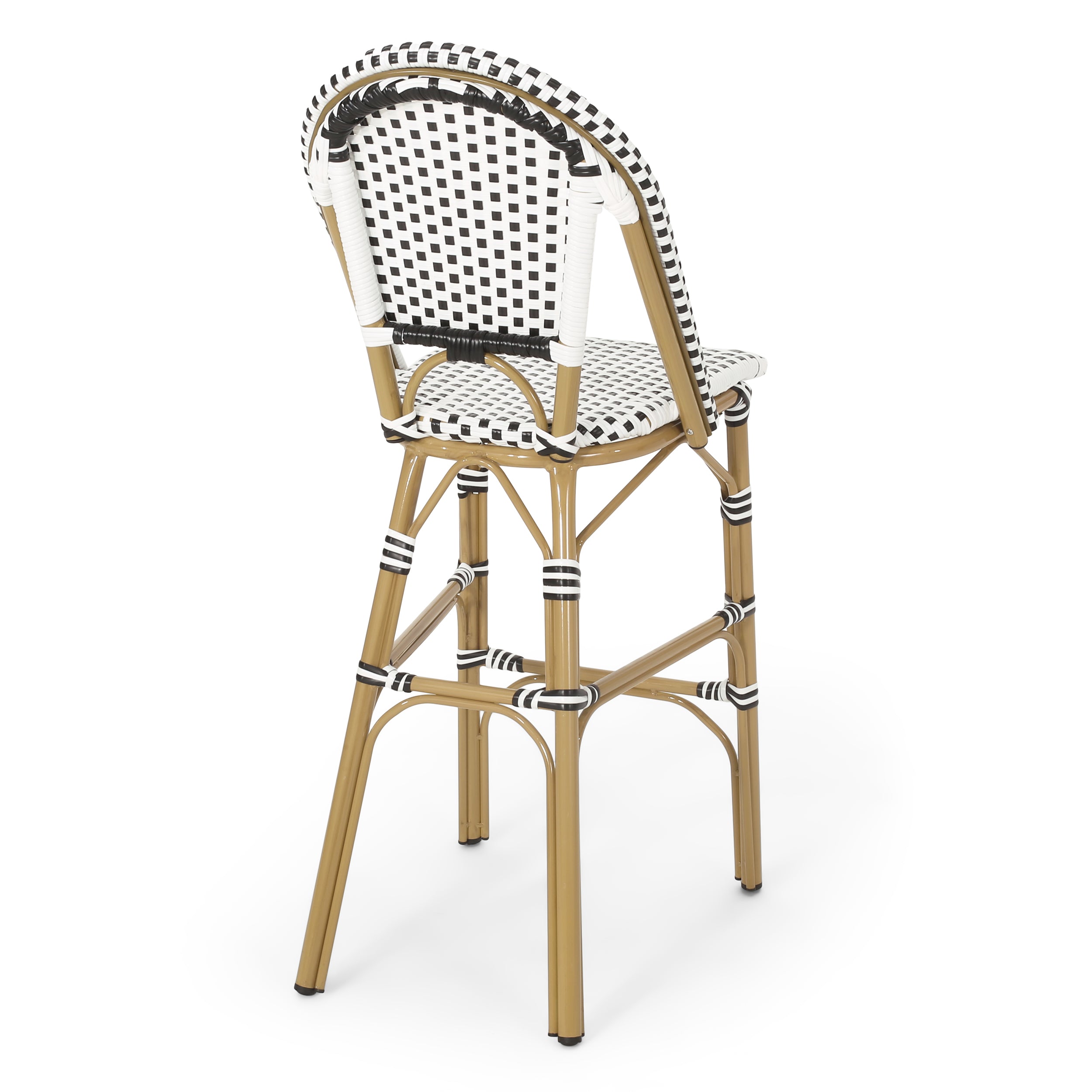 29.5" Outdoor PE Rattan French Barstool, Set of 2