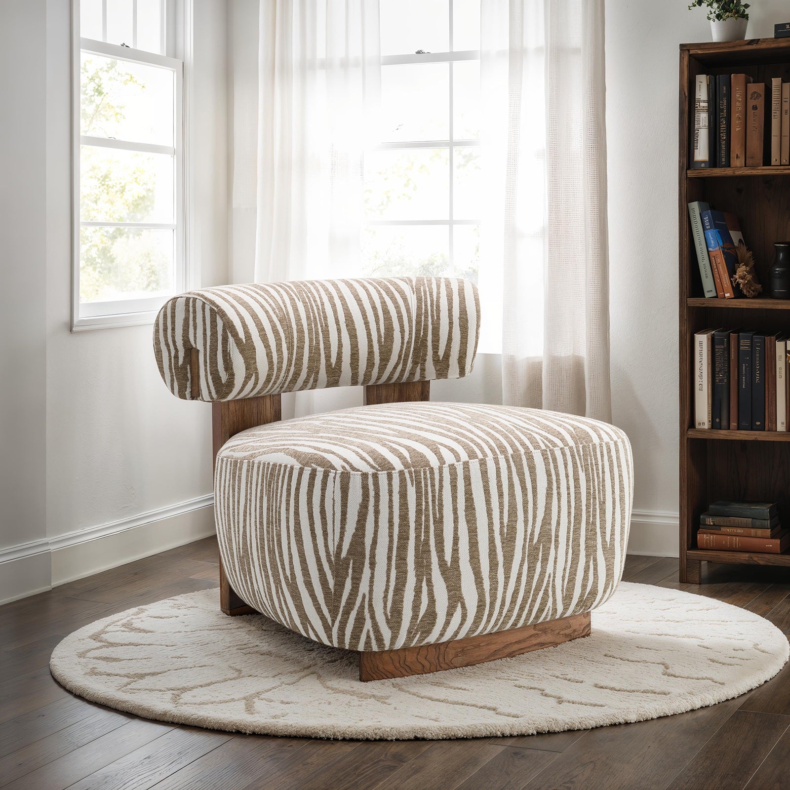 Avril Modern Zebra Stripe Accent Chair
