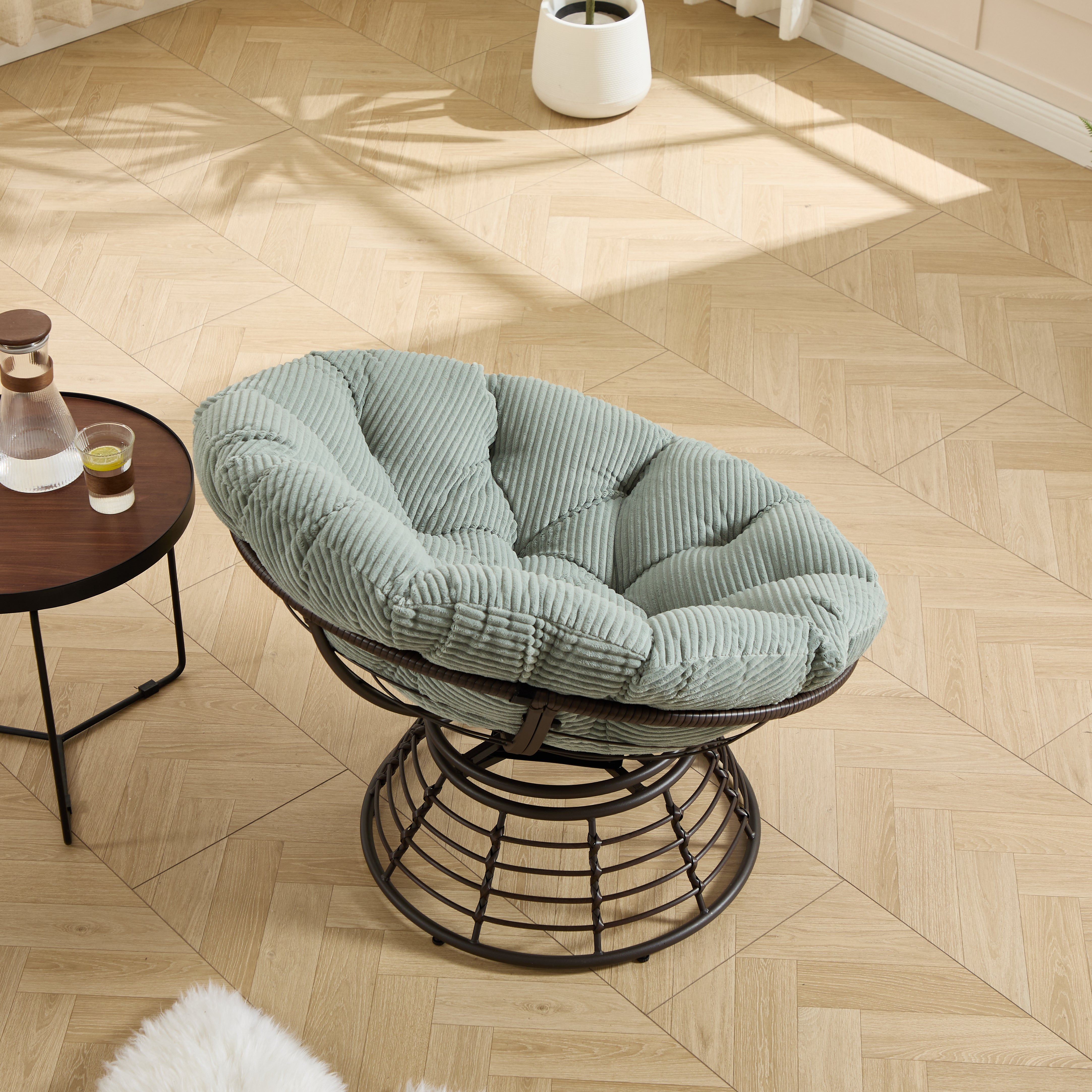 The Original Papasan™ 360° Swivel Indoor Outdoor Wicker Papasan Chair with Soft Thick Cushion