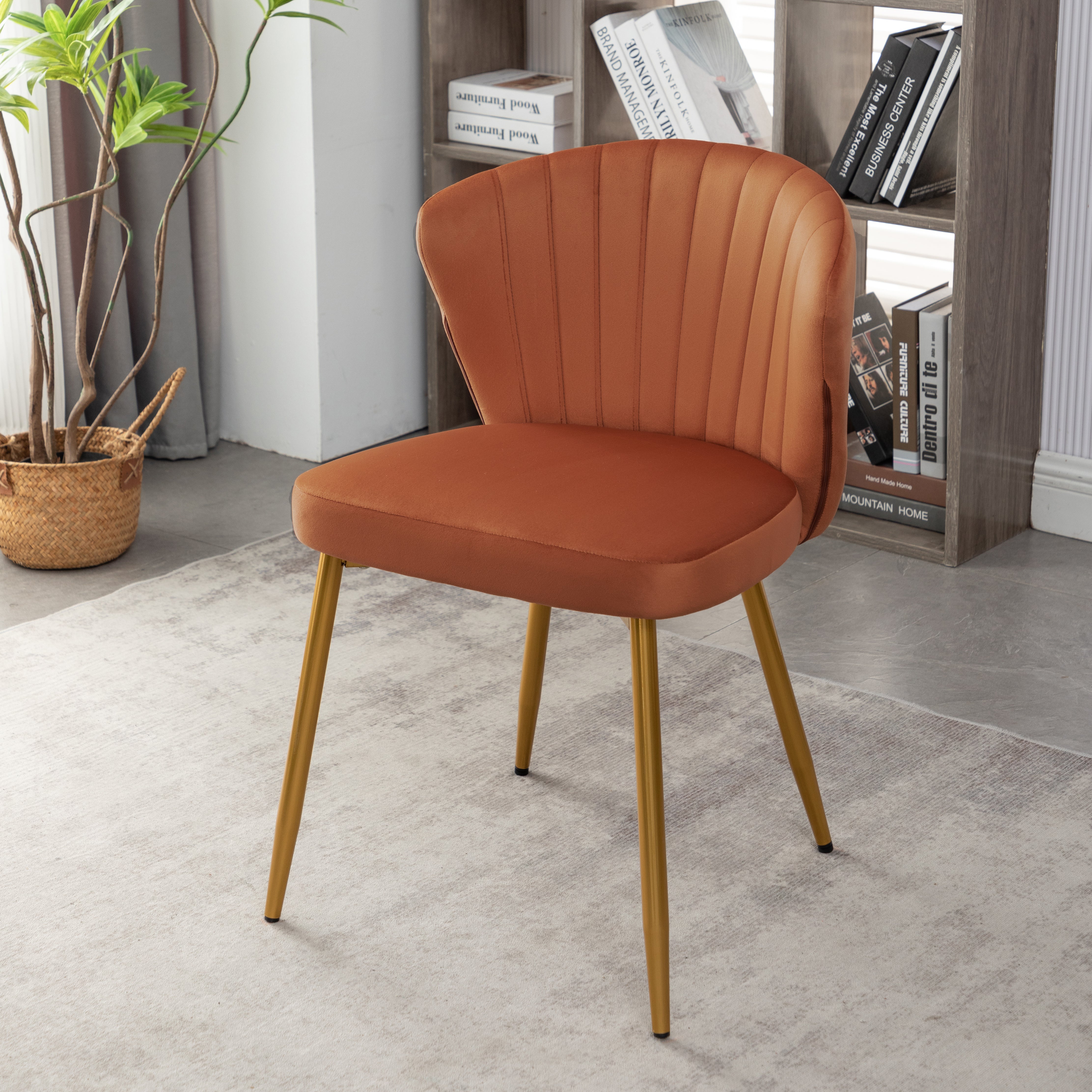 Modern Channel Velvet Armless Accent Chair with Gold Metal Legs