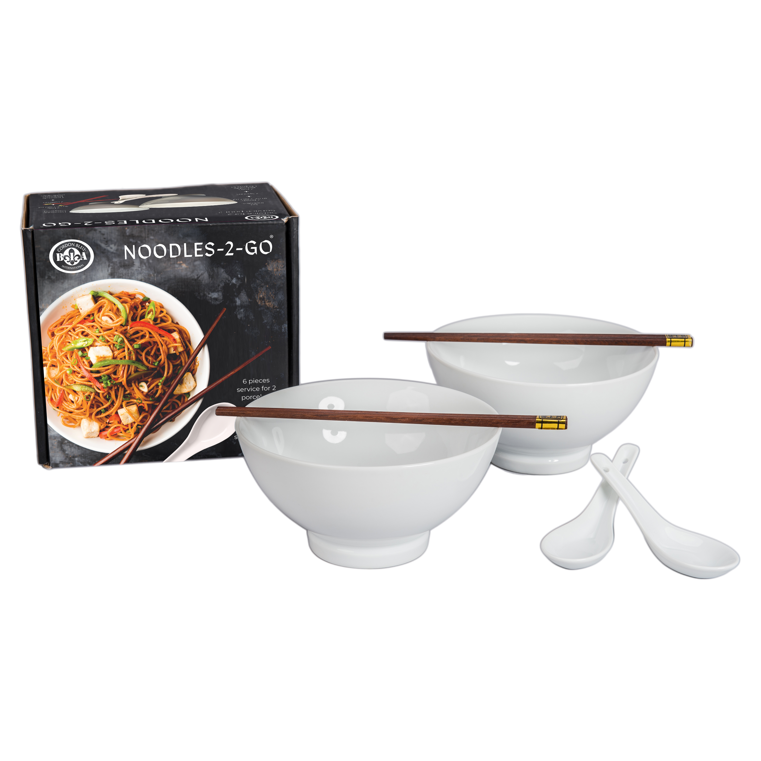 BIA Cordon Bleu Noodles 2 Go Bowls Spoons Chopsticks
